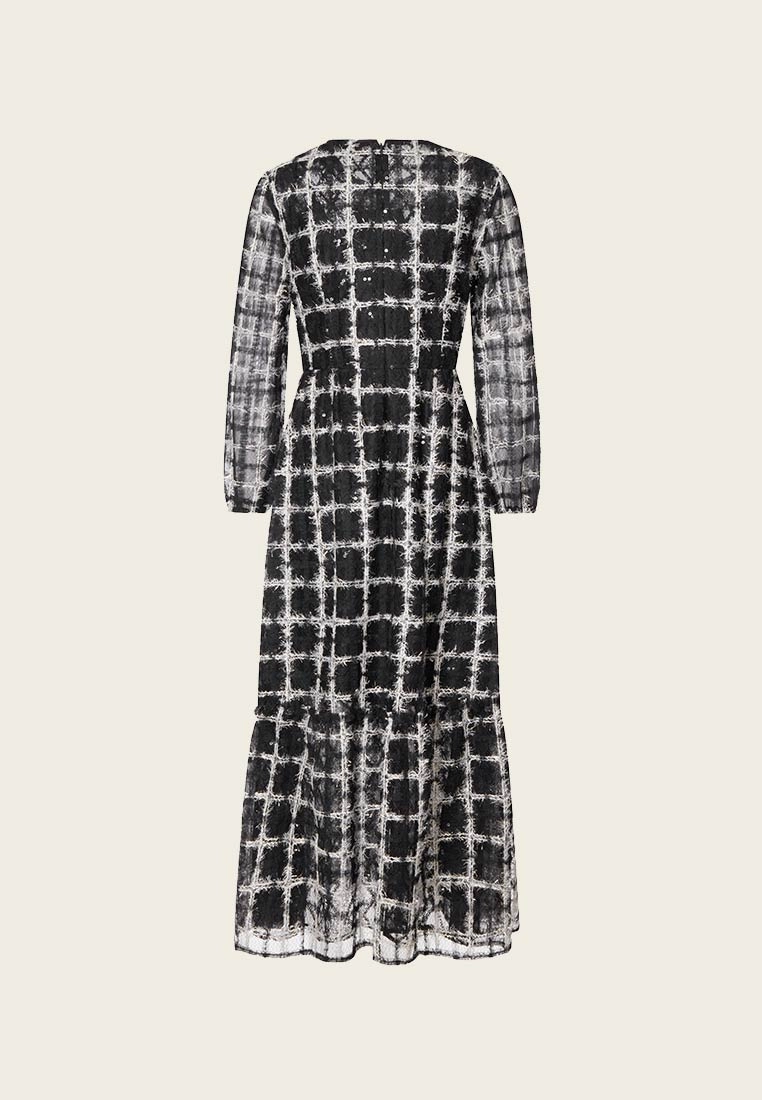 Black Lurex Mesh Maxi Dress