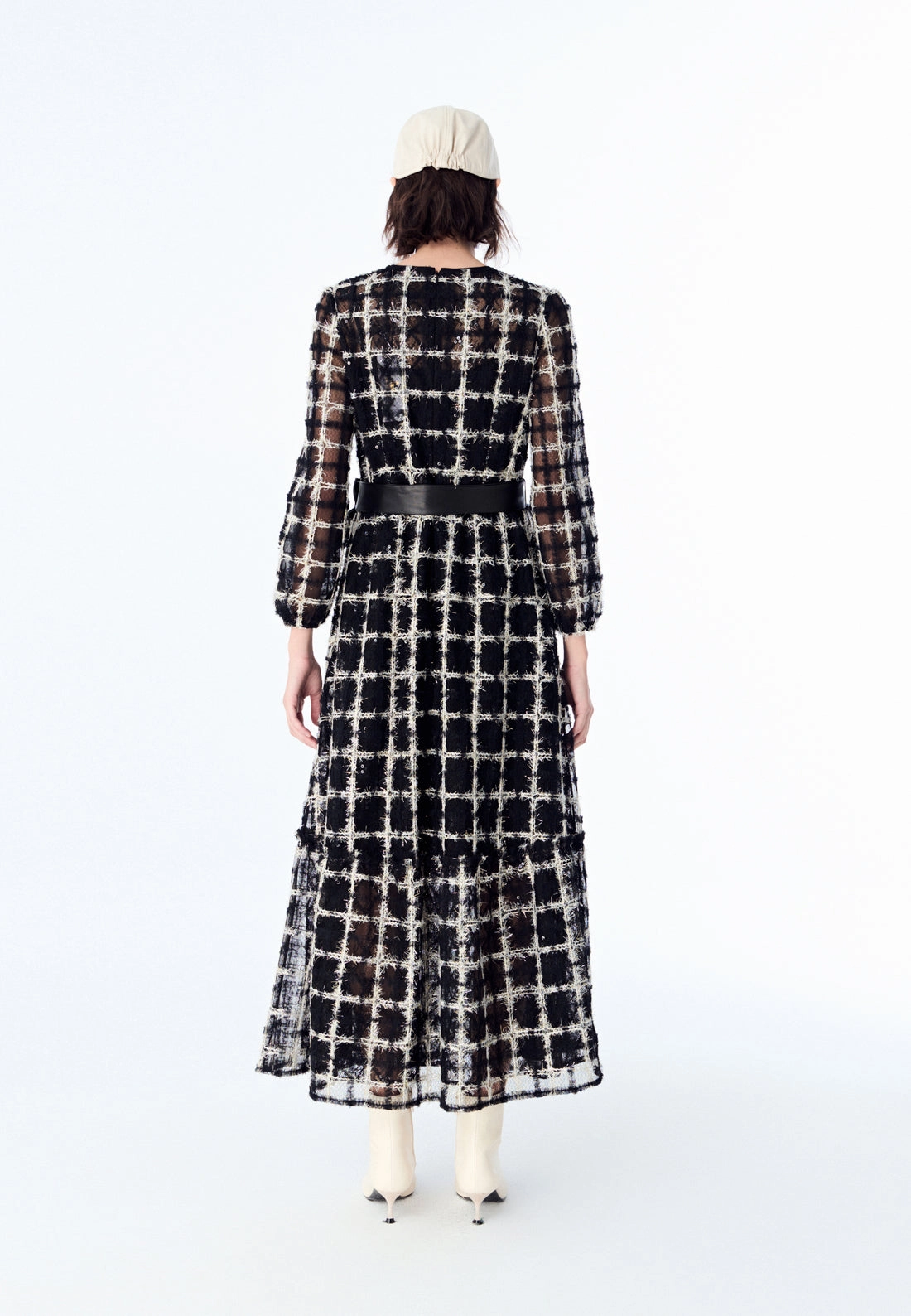 Black Lurex Mesh Maxi Dress