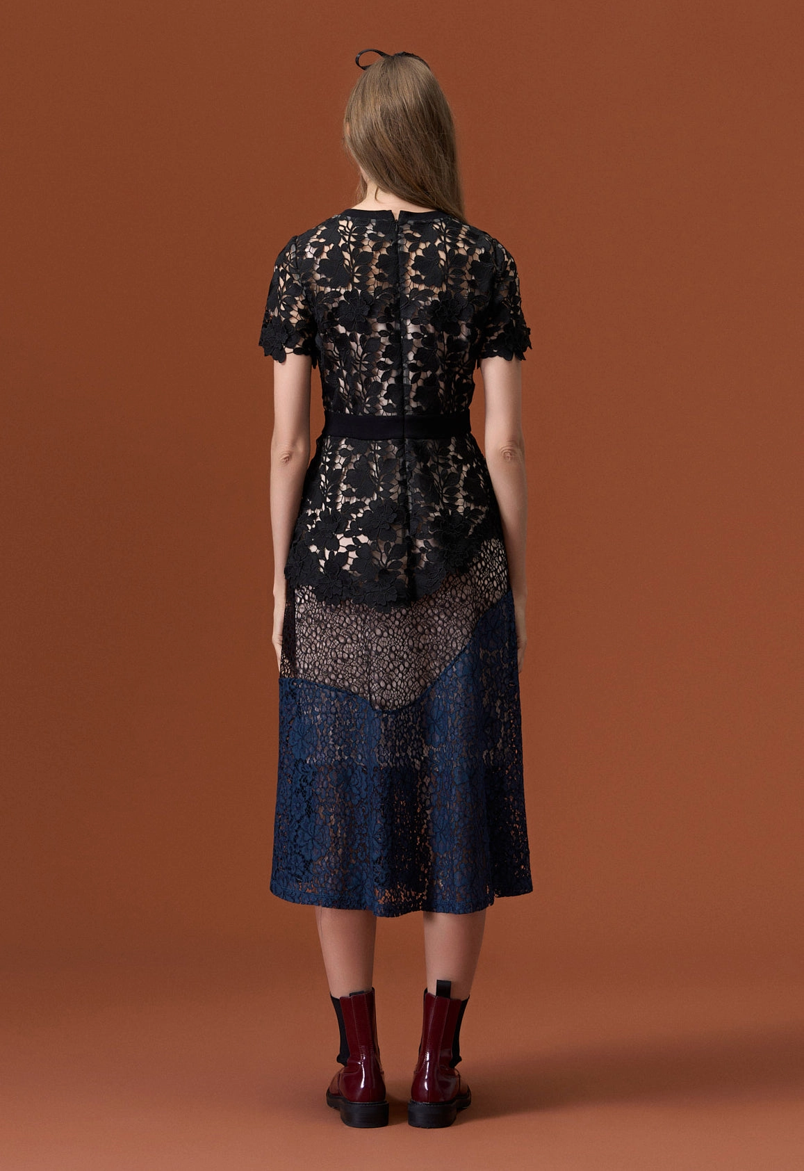 Black Patchwork Lace Cocktail Dress