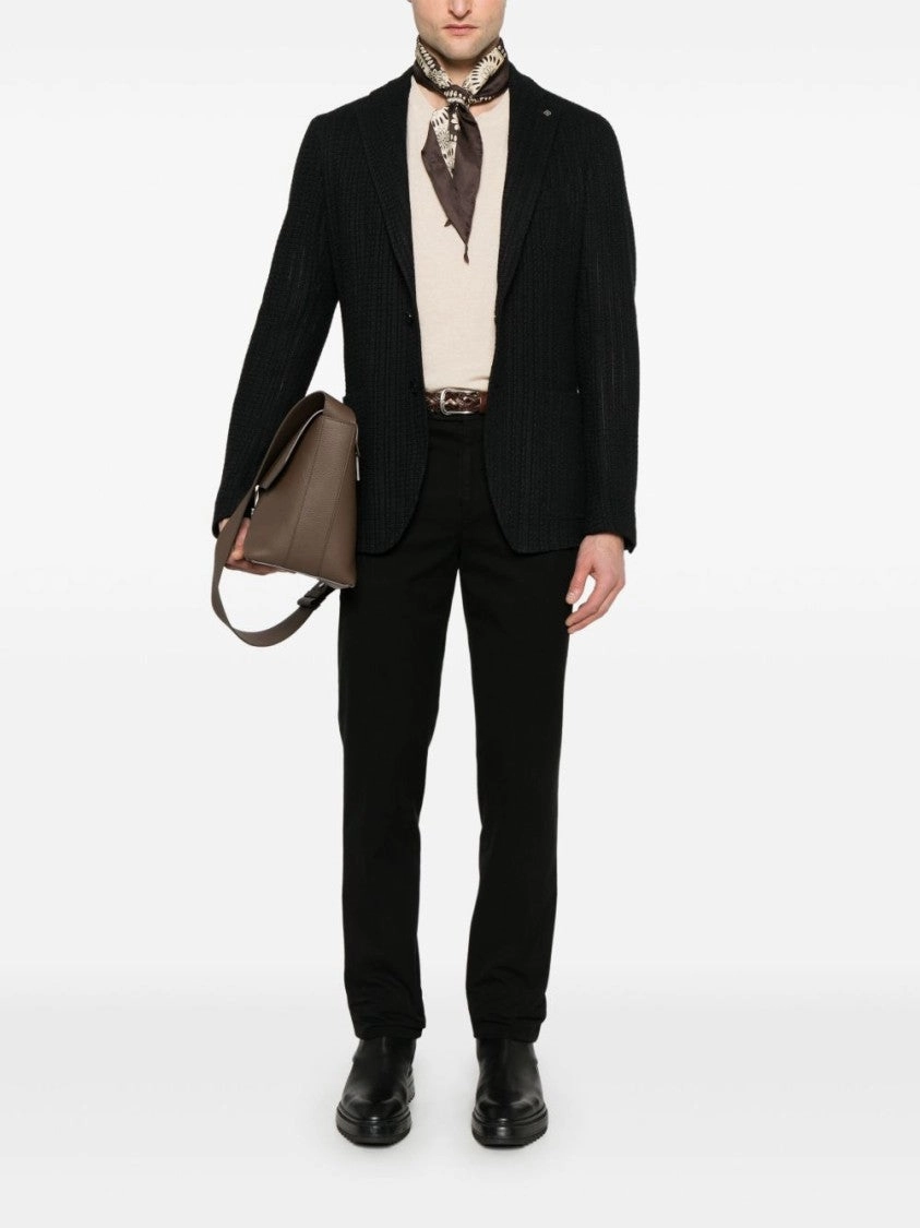 Black Trousers With Front Button Closure