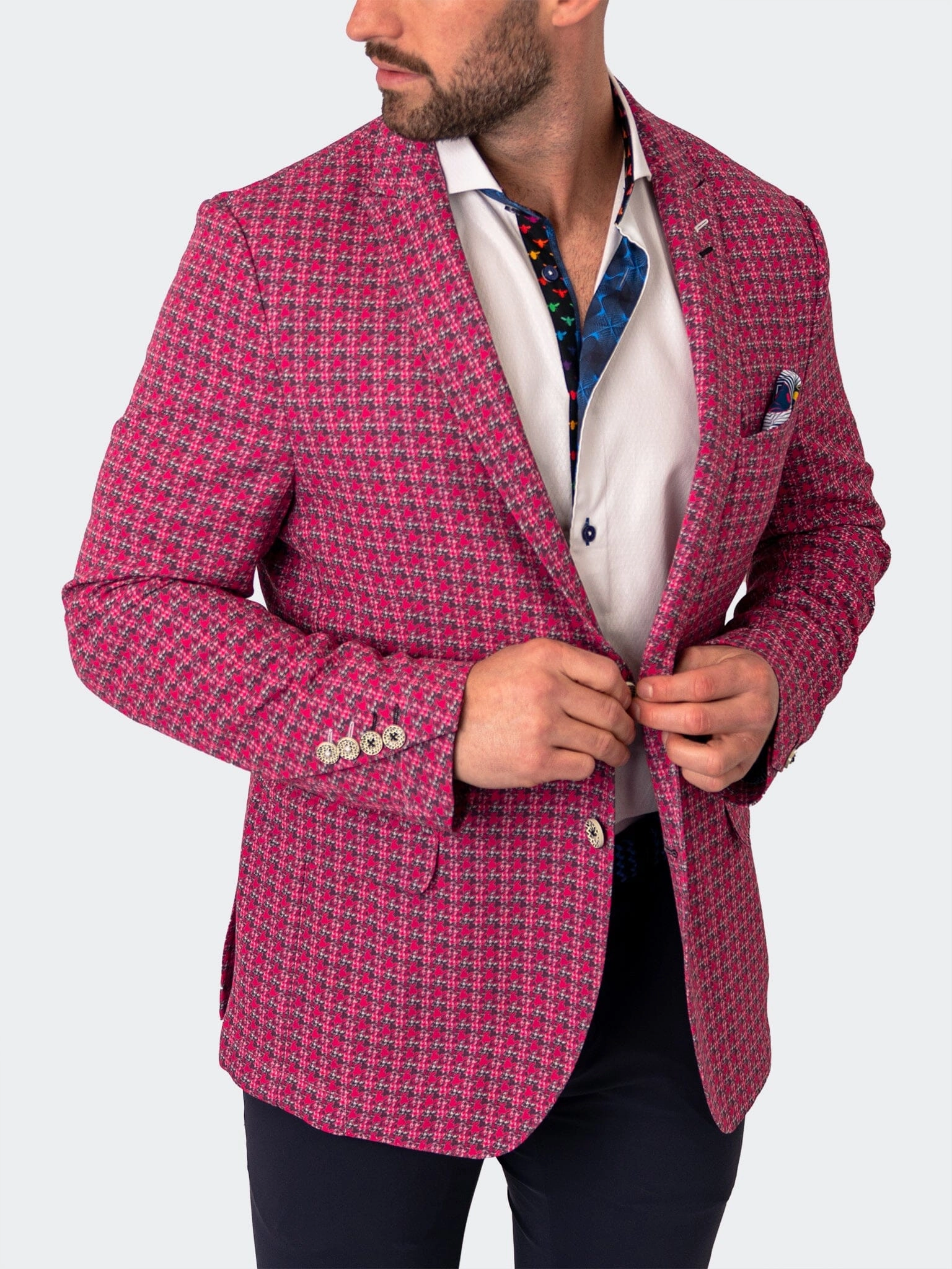 Blazer Unconstructed HerringbonePink Pink