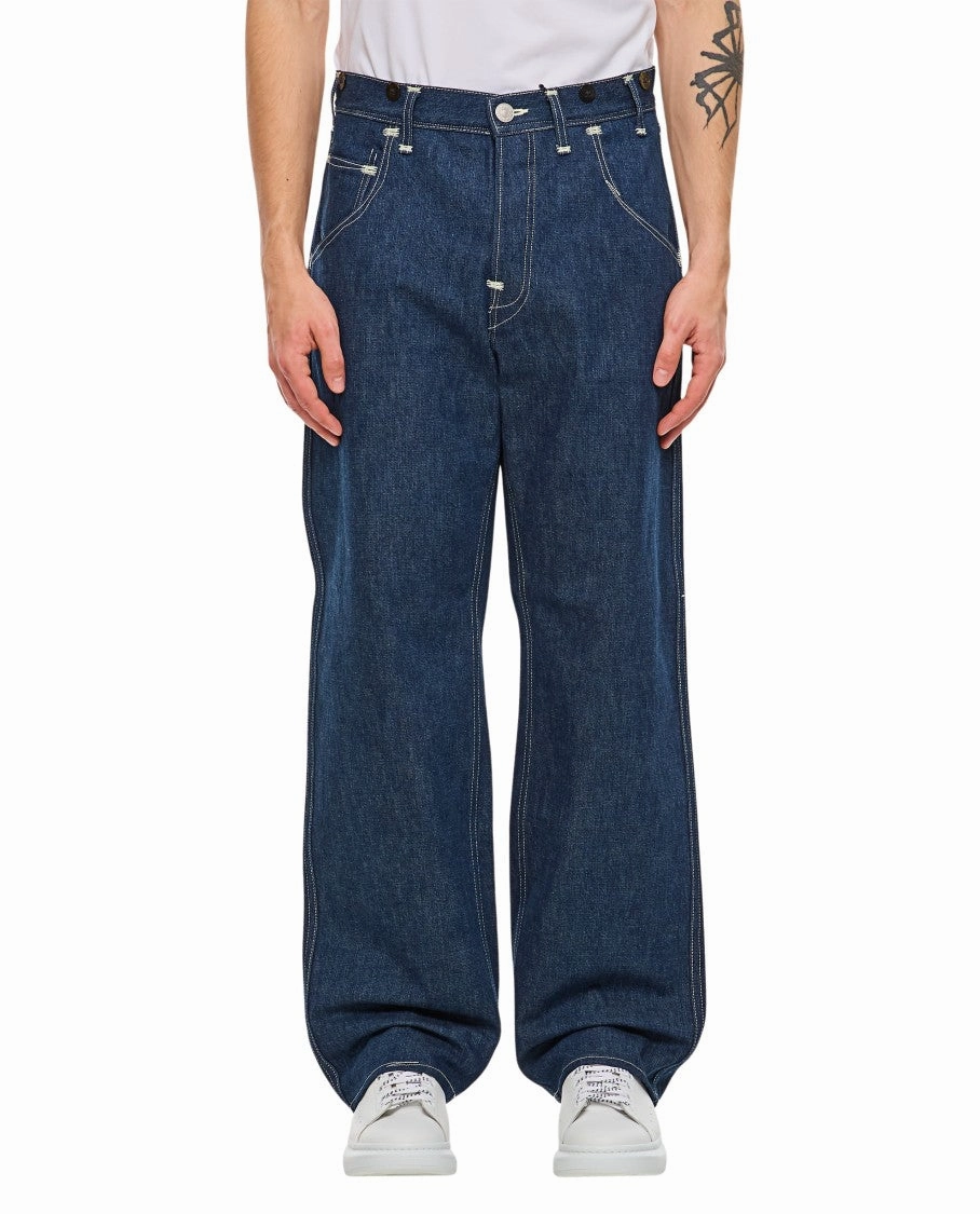Blue Denim Wide Leg Jeans