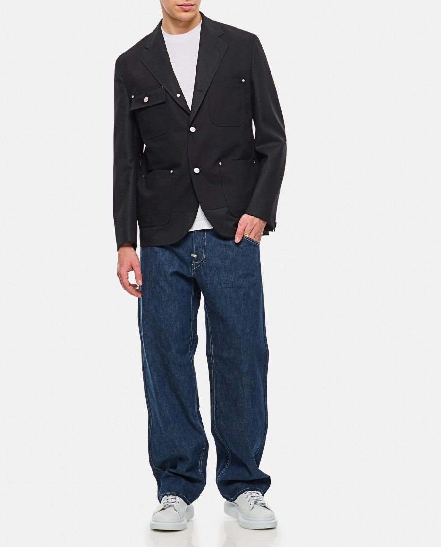 Blue Denim Wide Leg Jeans