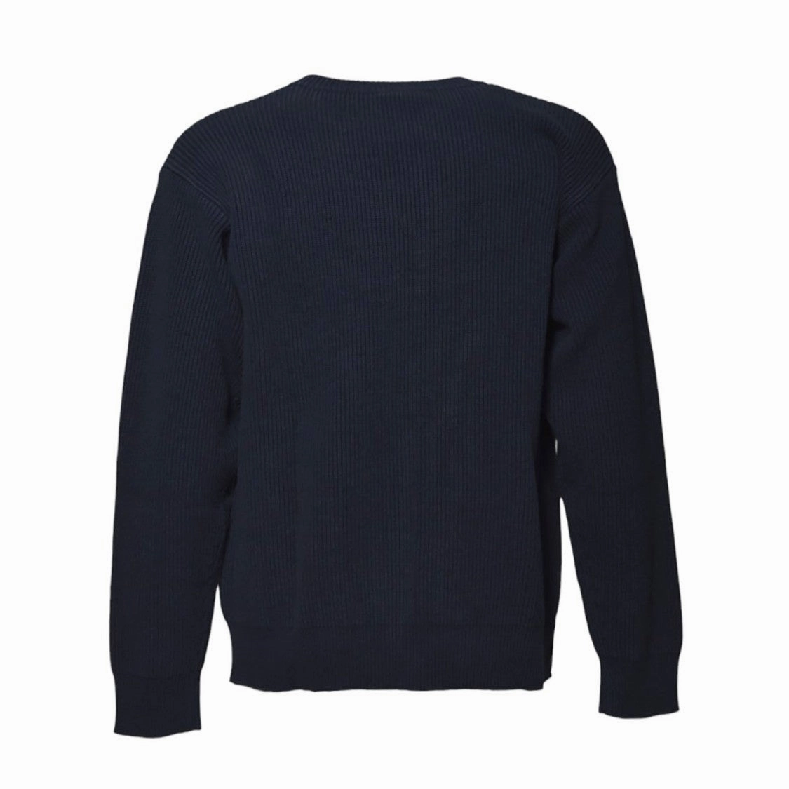 Blue Ribbed Cotton Oversized Crewneck Sweater