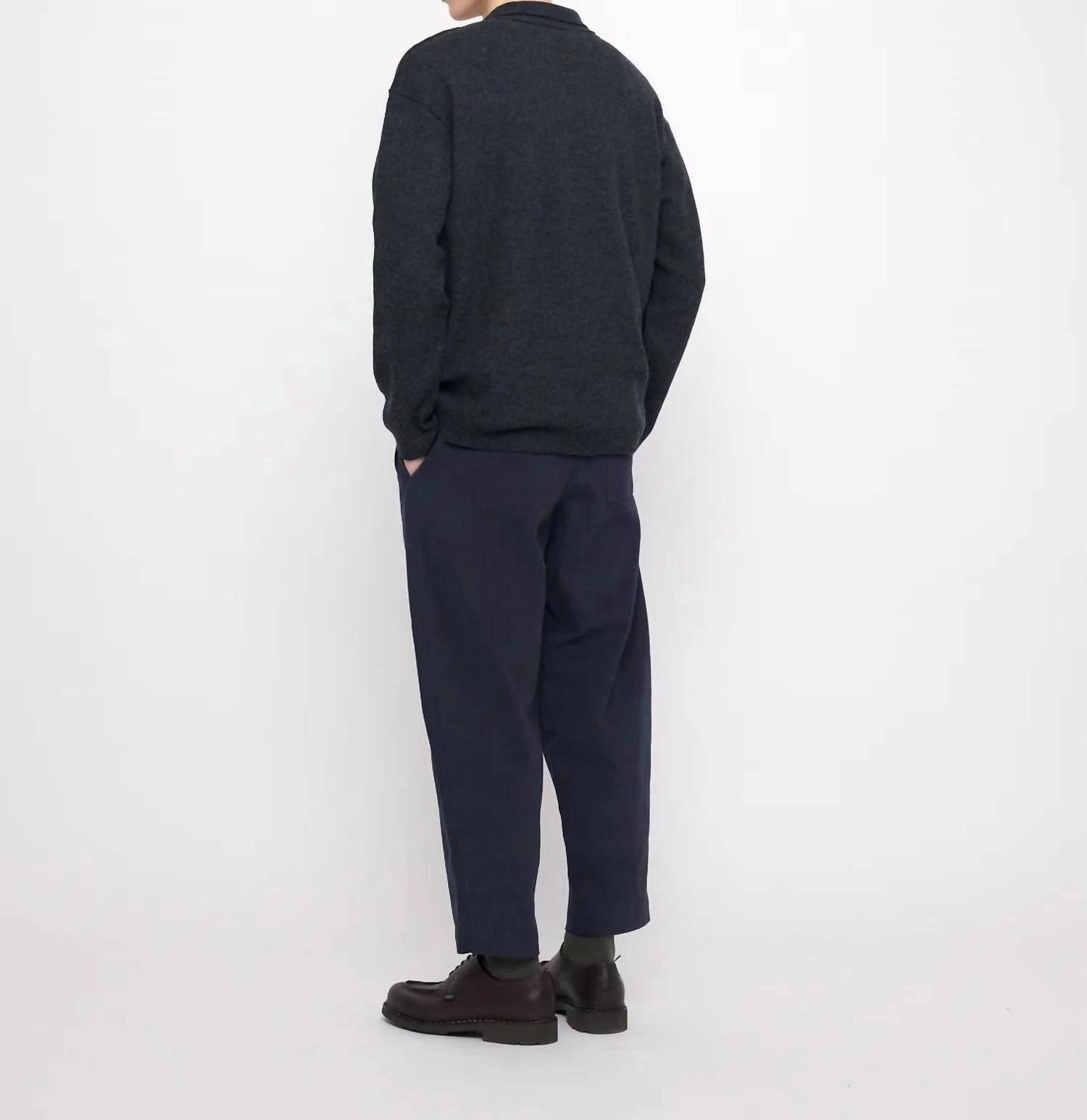 Boiled Wool Pocket Pullover Top In Gray