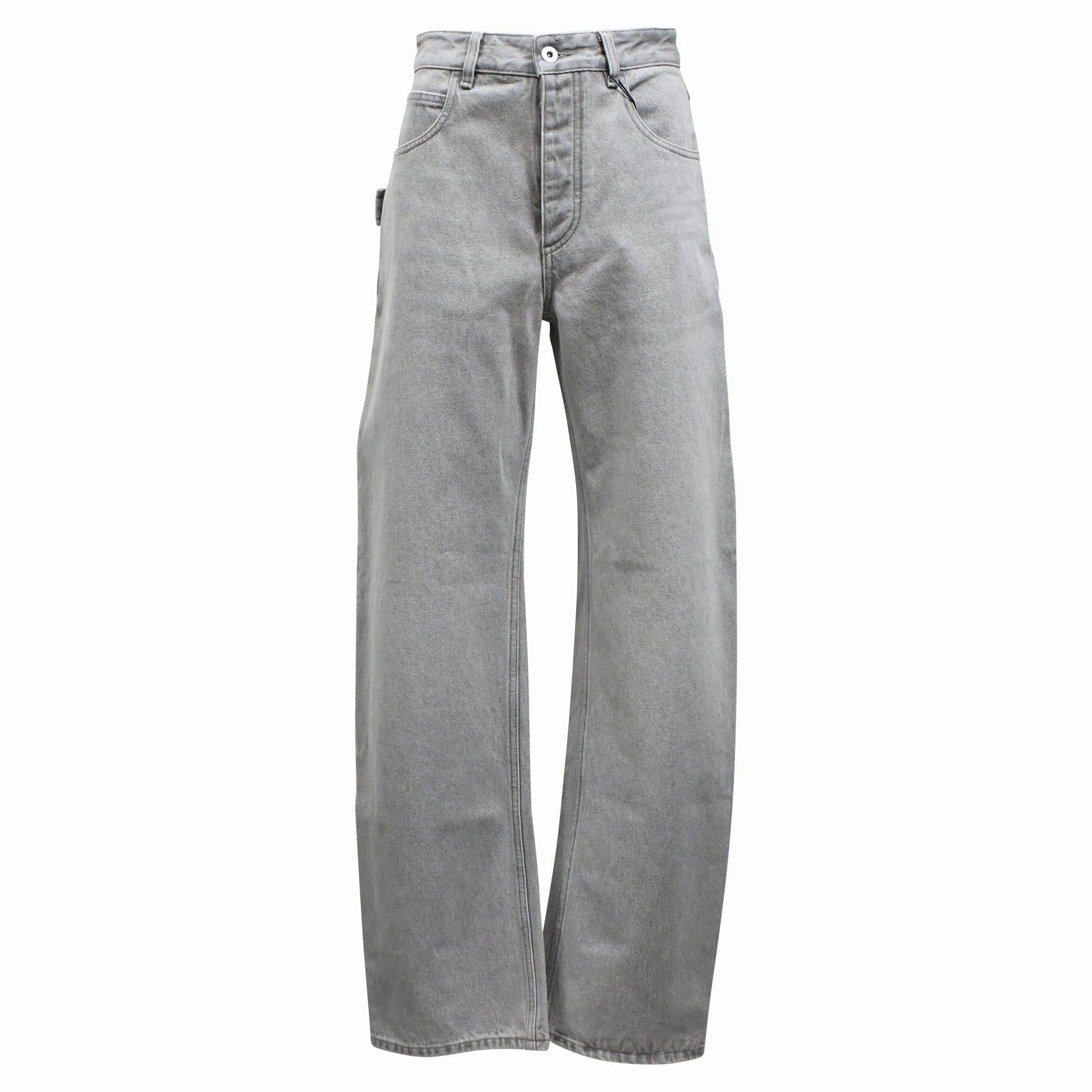 Bottega Veneta Wide-Leg Jeans in Grey Cotton Denim