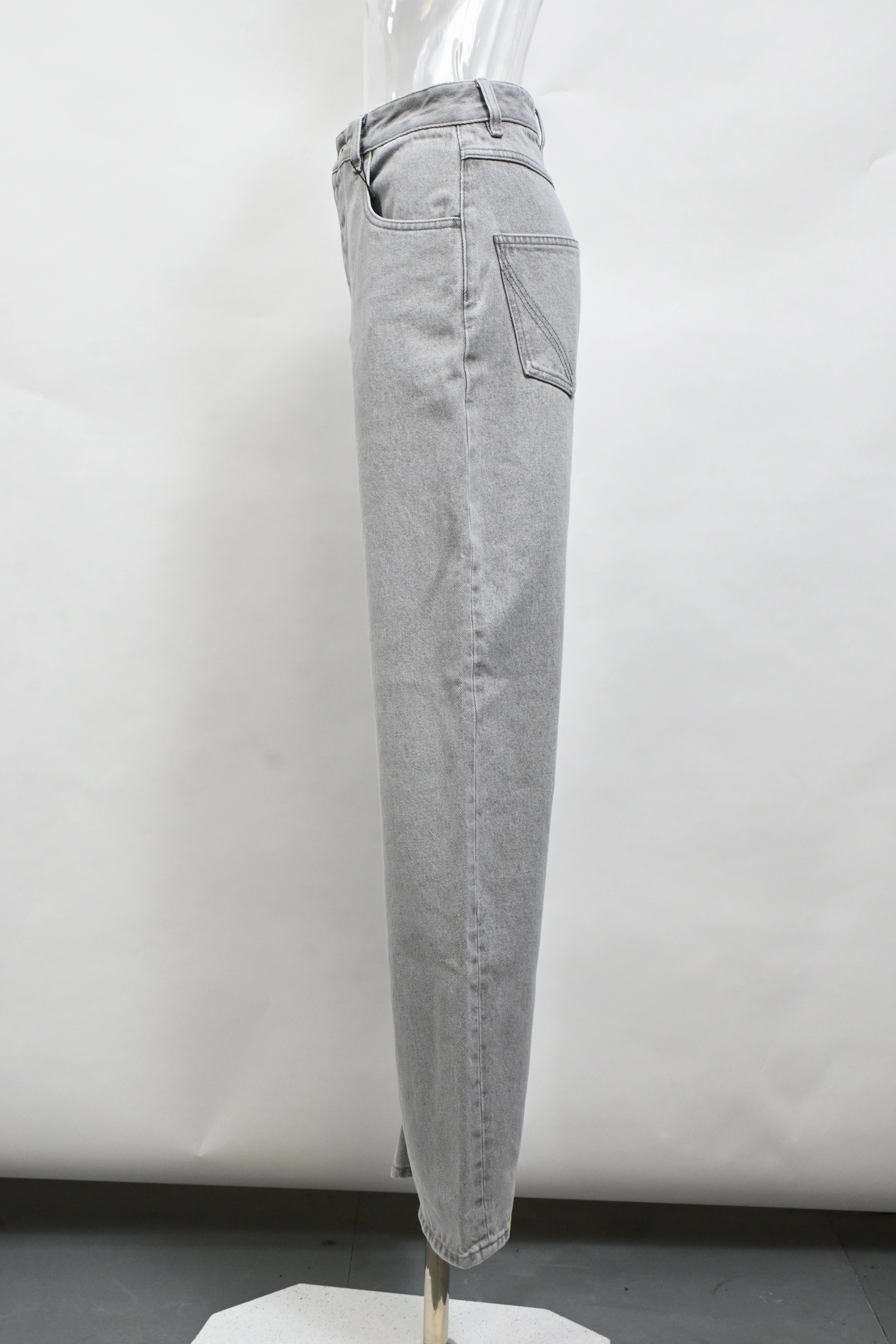 Bottega Veneta Wide-Leg Jeans in Grey Cotton Denim