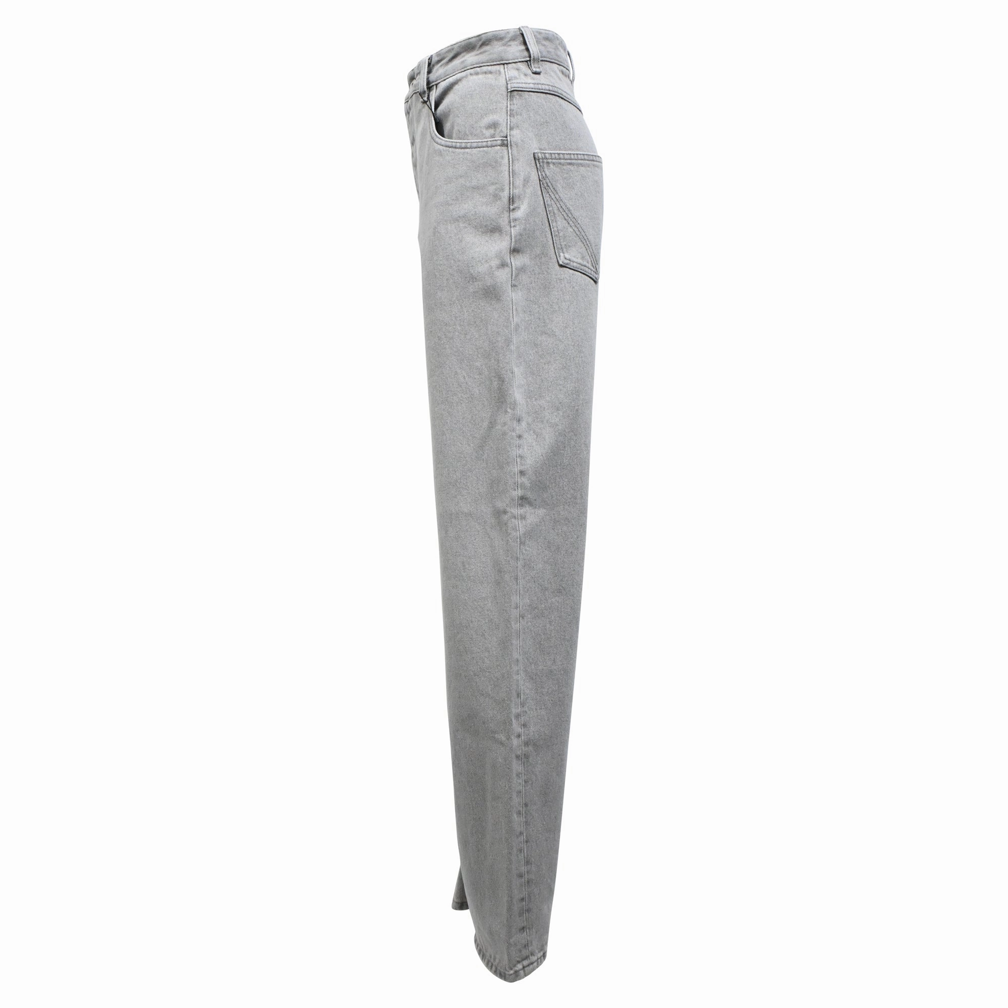 Bottega Veneta Wide-Leg Jeans in Grey Cotton Denim