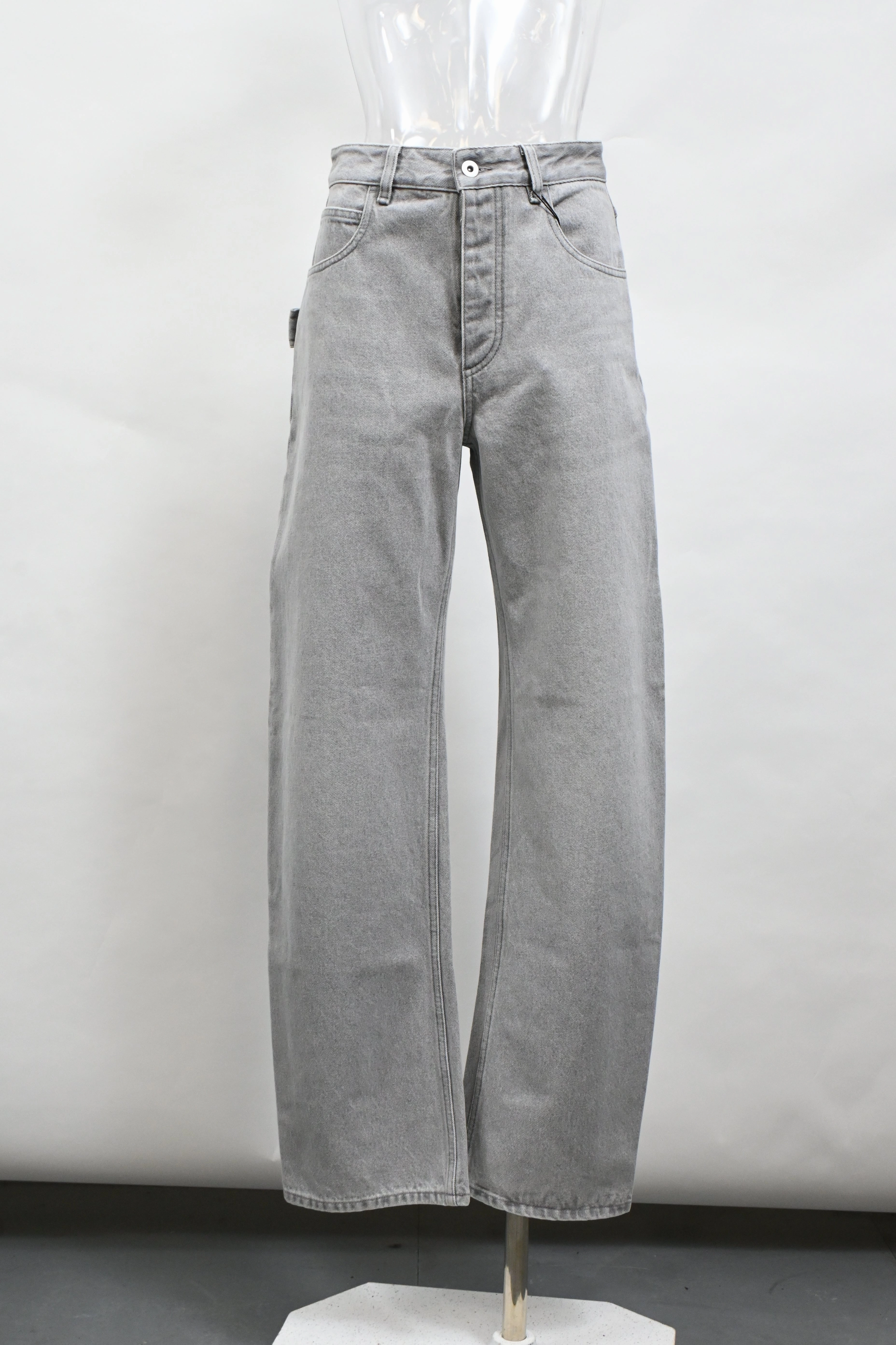 Bottega Veneta Wide-Leg Jeans in Grey Cotton Denim