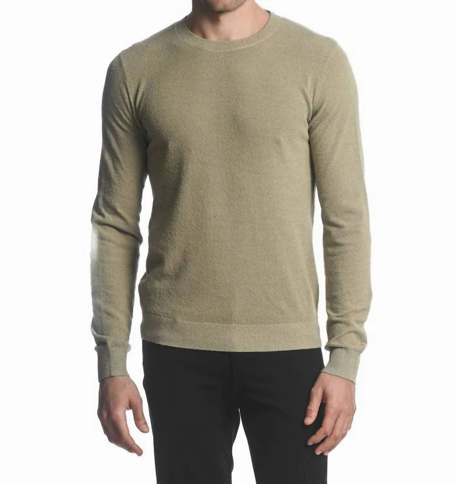 Boucle Knitted Crew Sweater In Sage