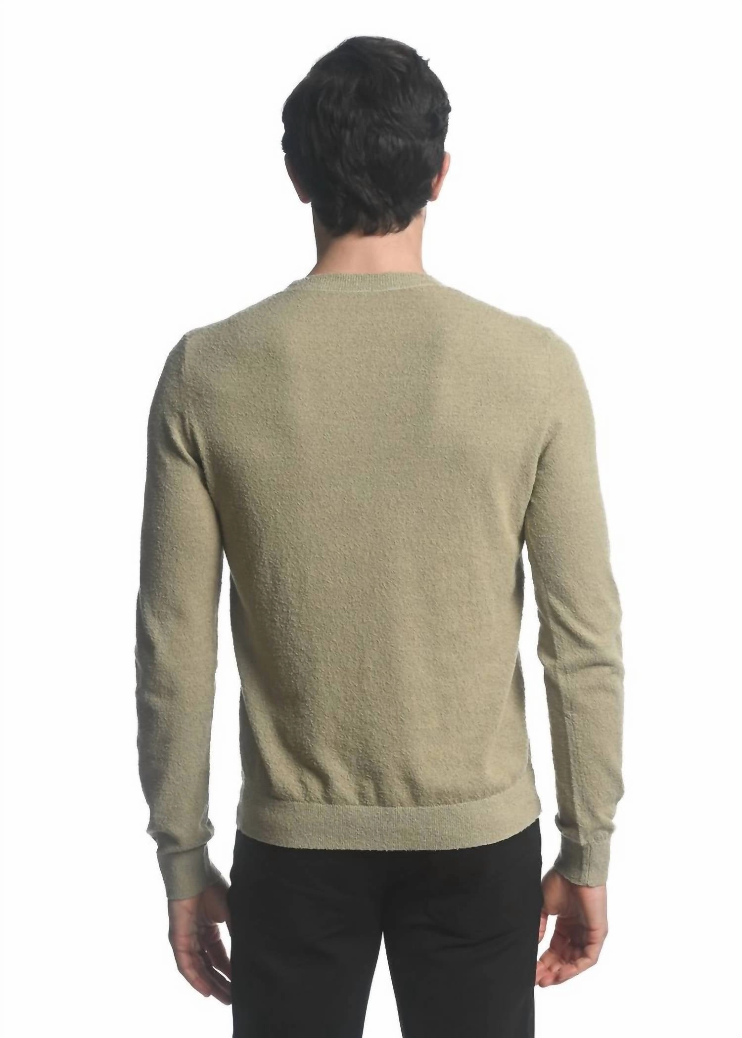 Boucle Knitted Crew Sweater In Sage