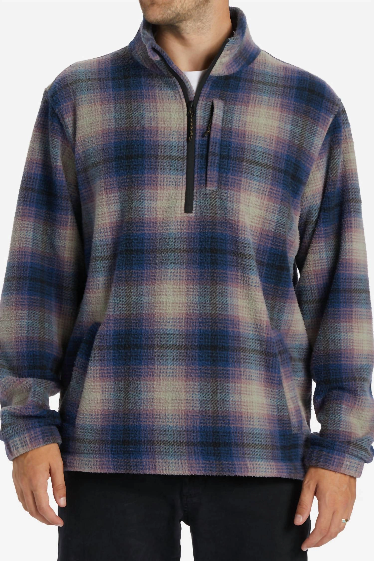 Boundary Half-Zip Mock Neck Fleece Pullover In Dark Blue