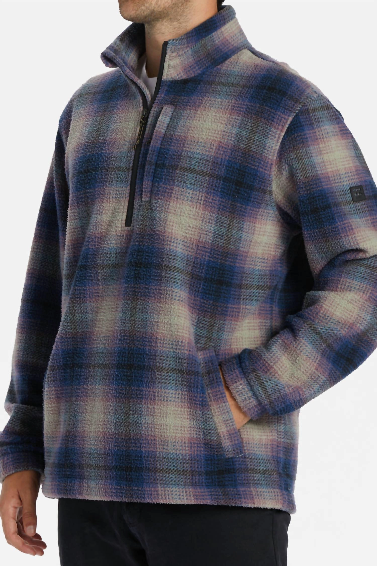 Boundary Half-Zip Mock Neck Fleece Pullover In Dark Blue