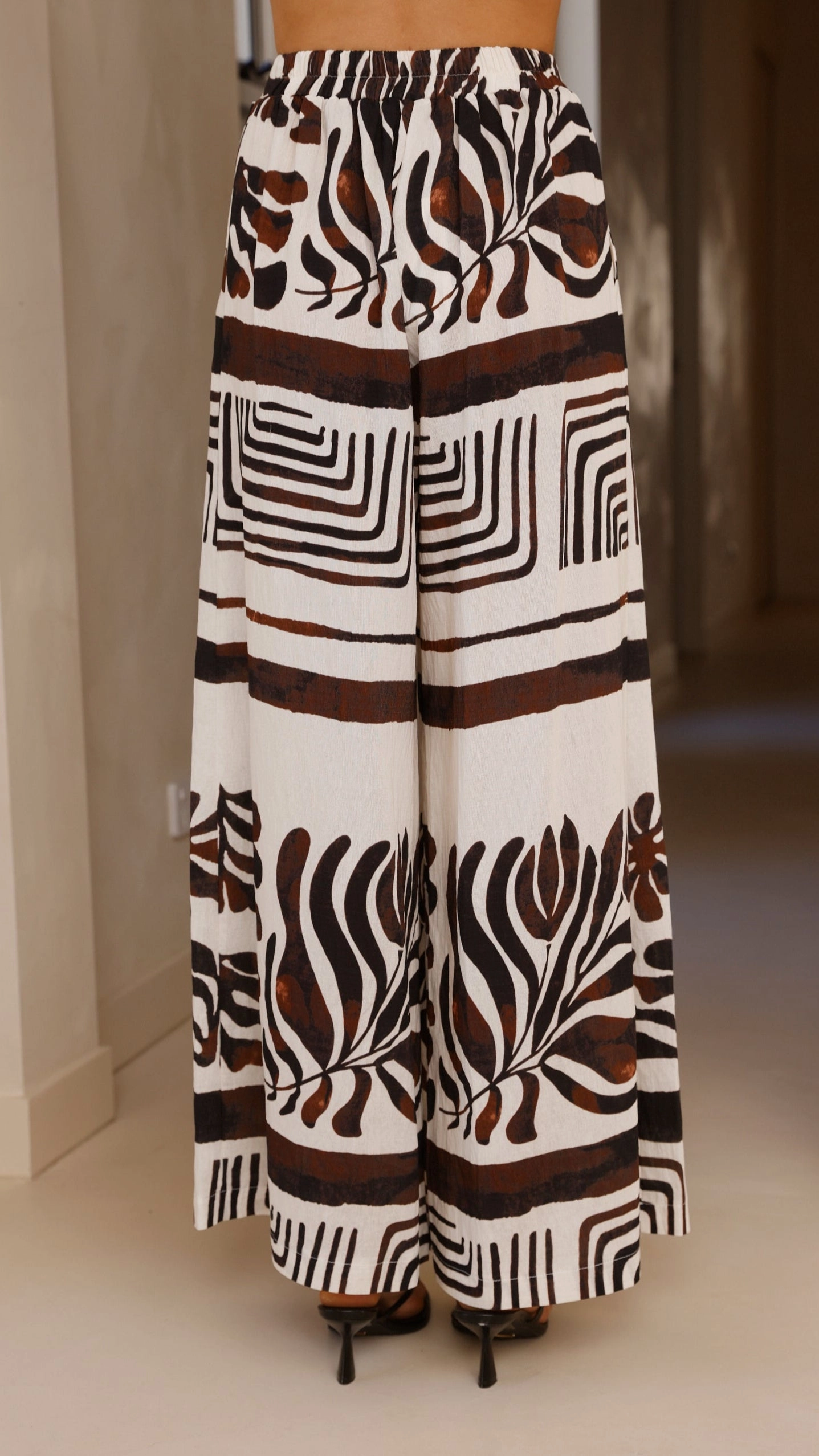 Briar Wide Leg Pants - Chocolate Abstract