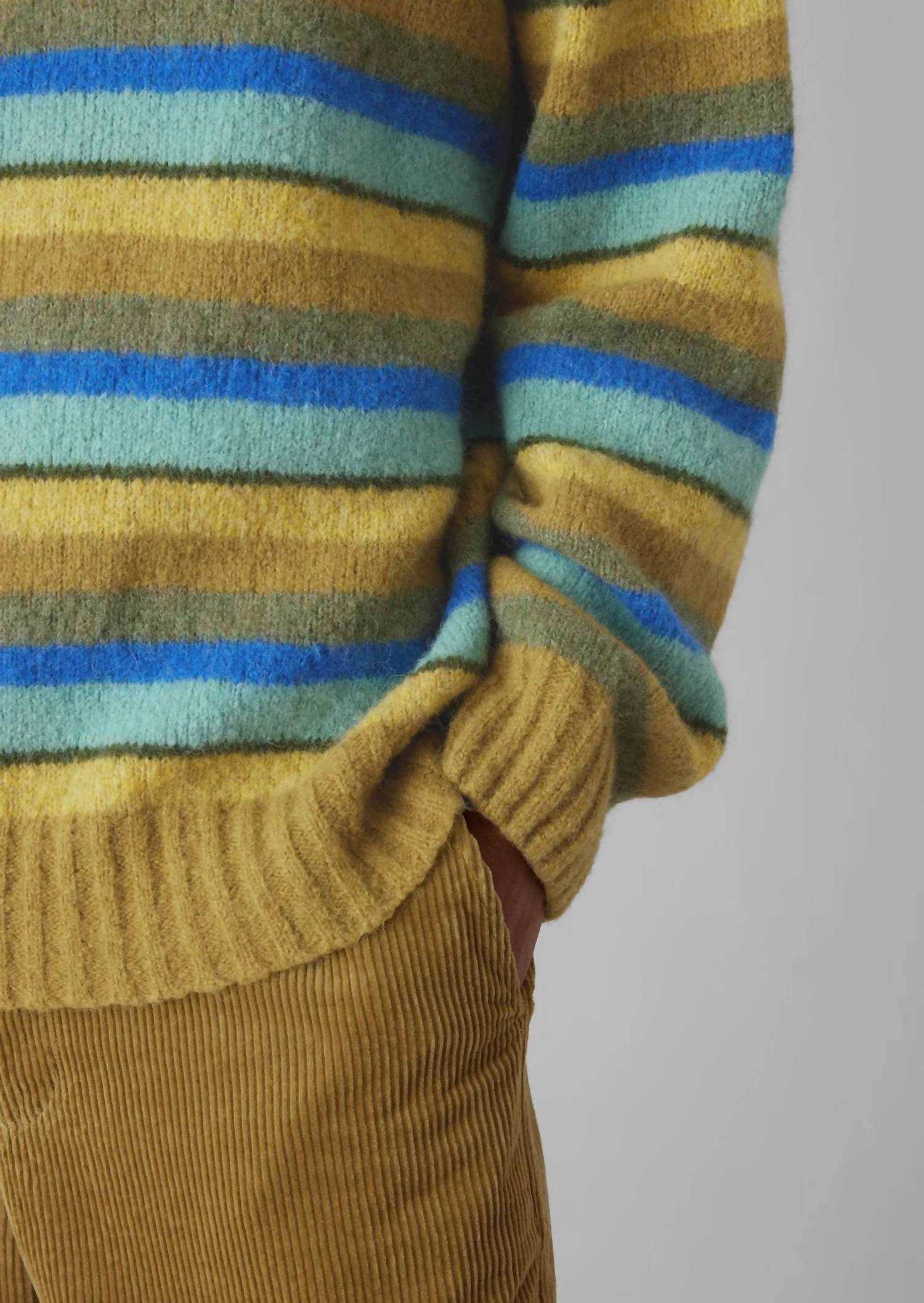 Brushed Stripe Sweater In Mustard Multi