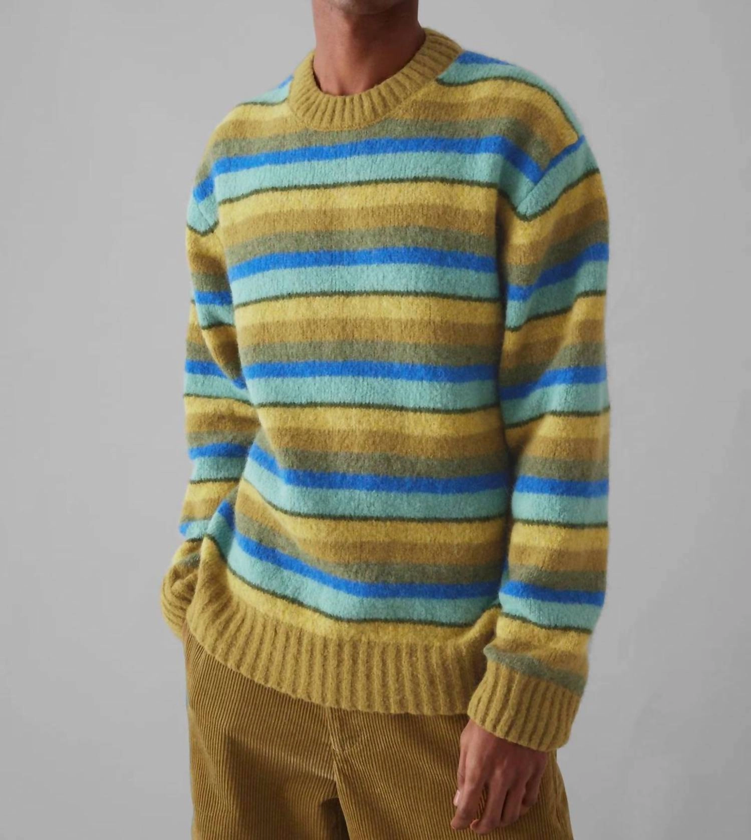 Brushed Stripe Sweater In Mustard Multi