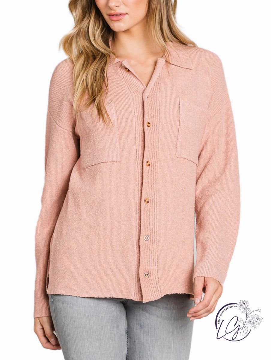 Buttoned Elegance Sweater