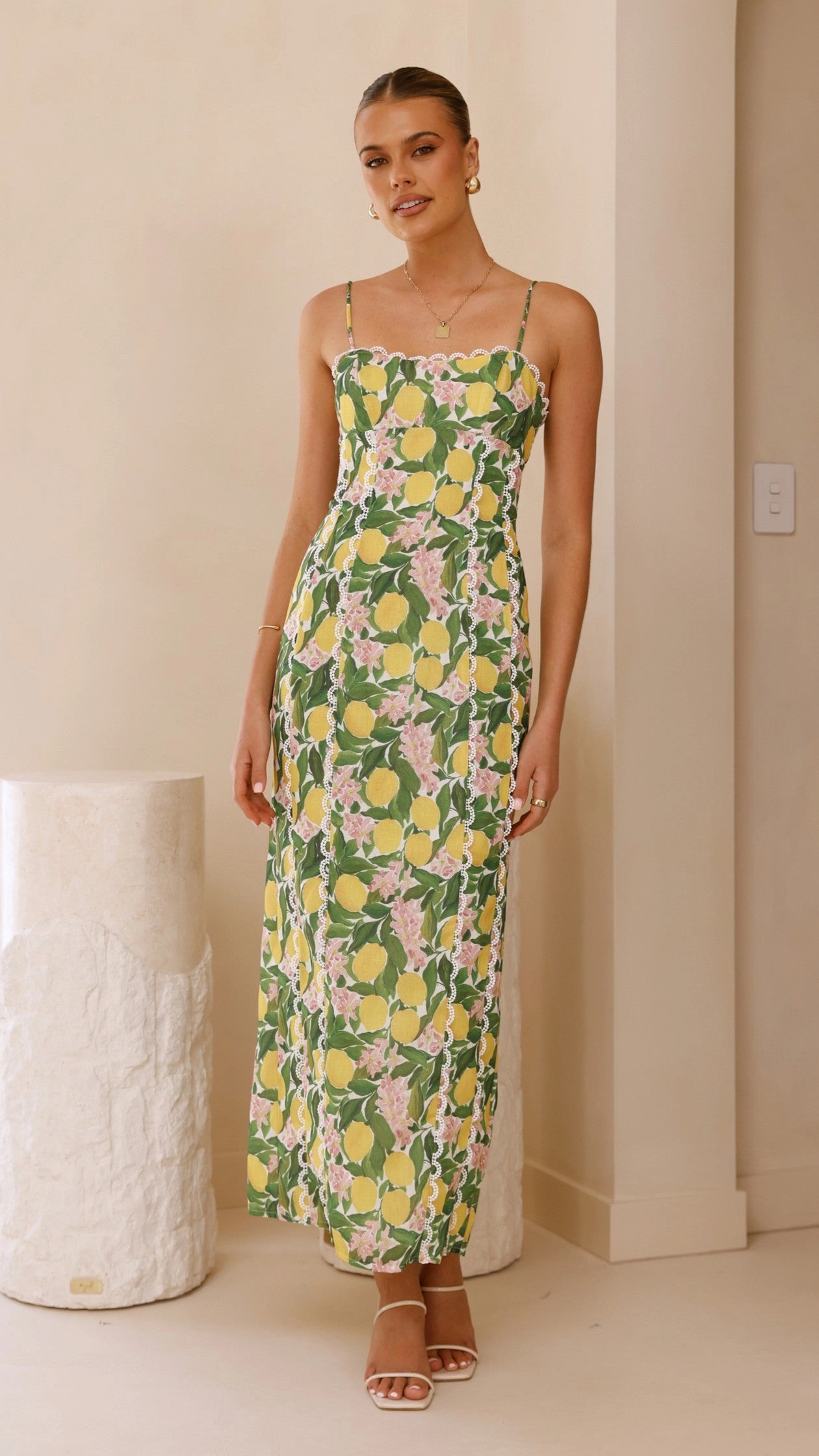 Carlia Midi Dress - Lemon Print