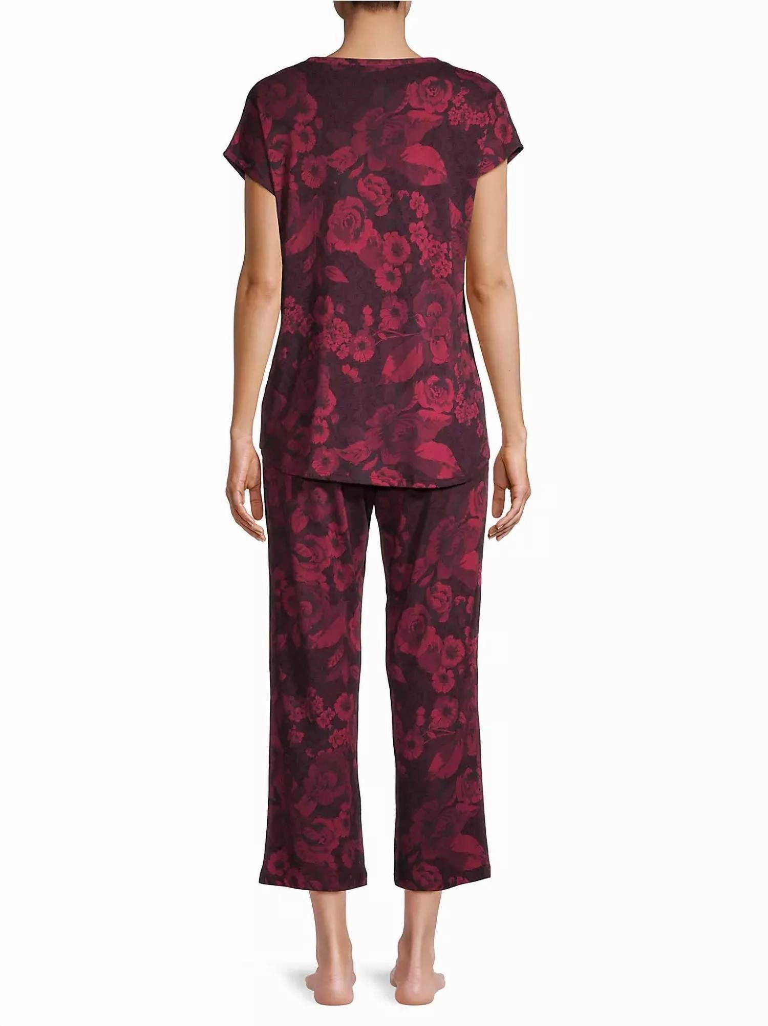 Carrie Cap Sleeve Crop Set Pajama In Red