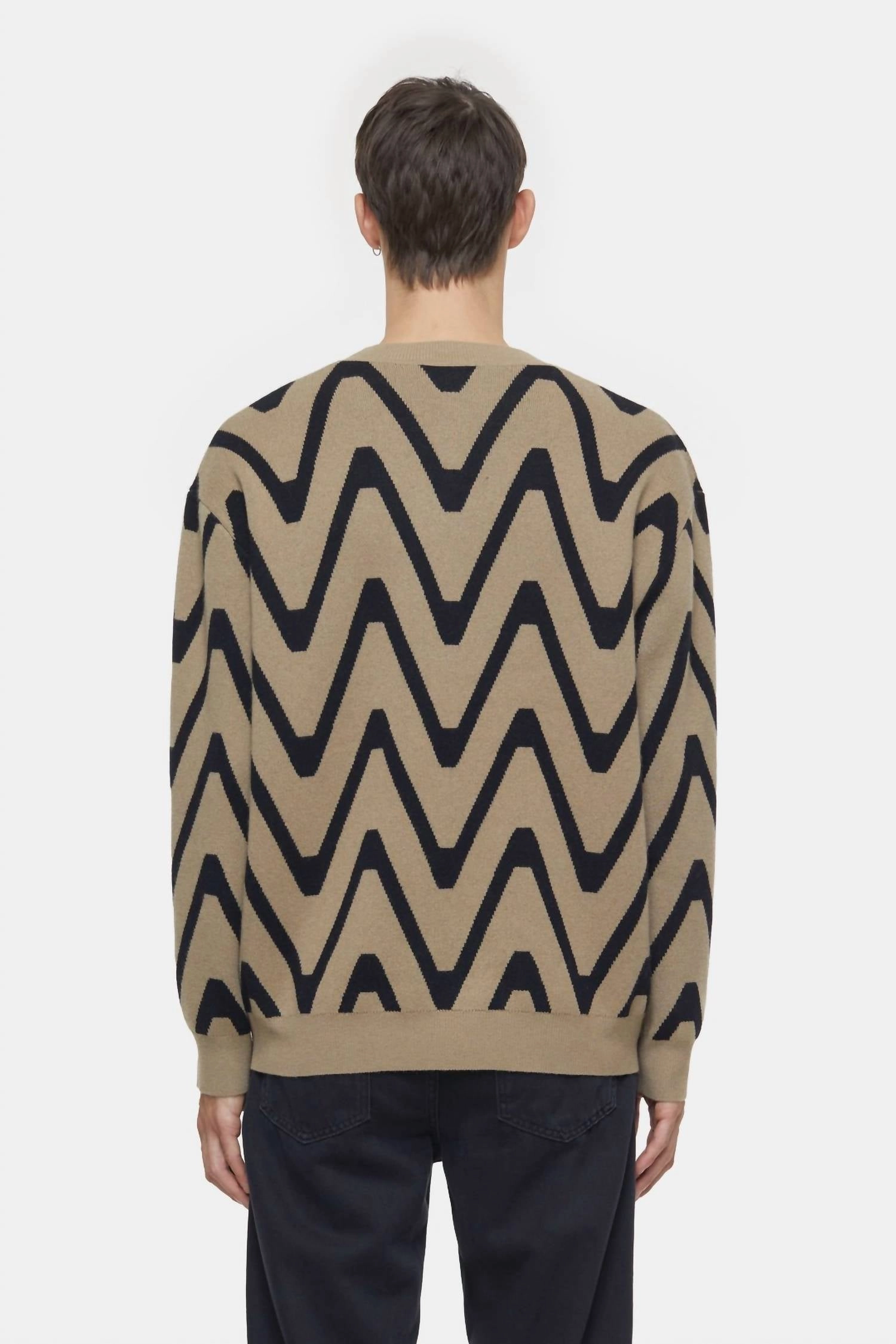Cashmere Mix Sweater In Taupe/beige/black