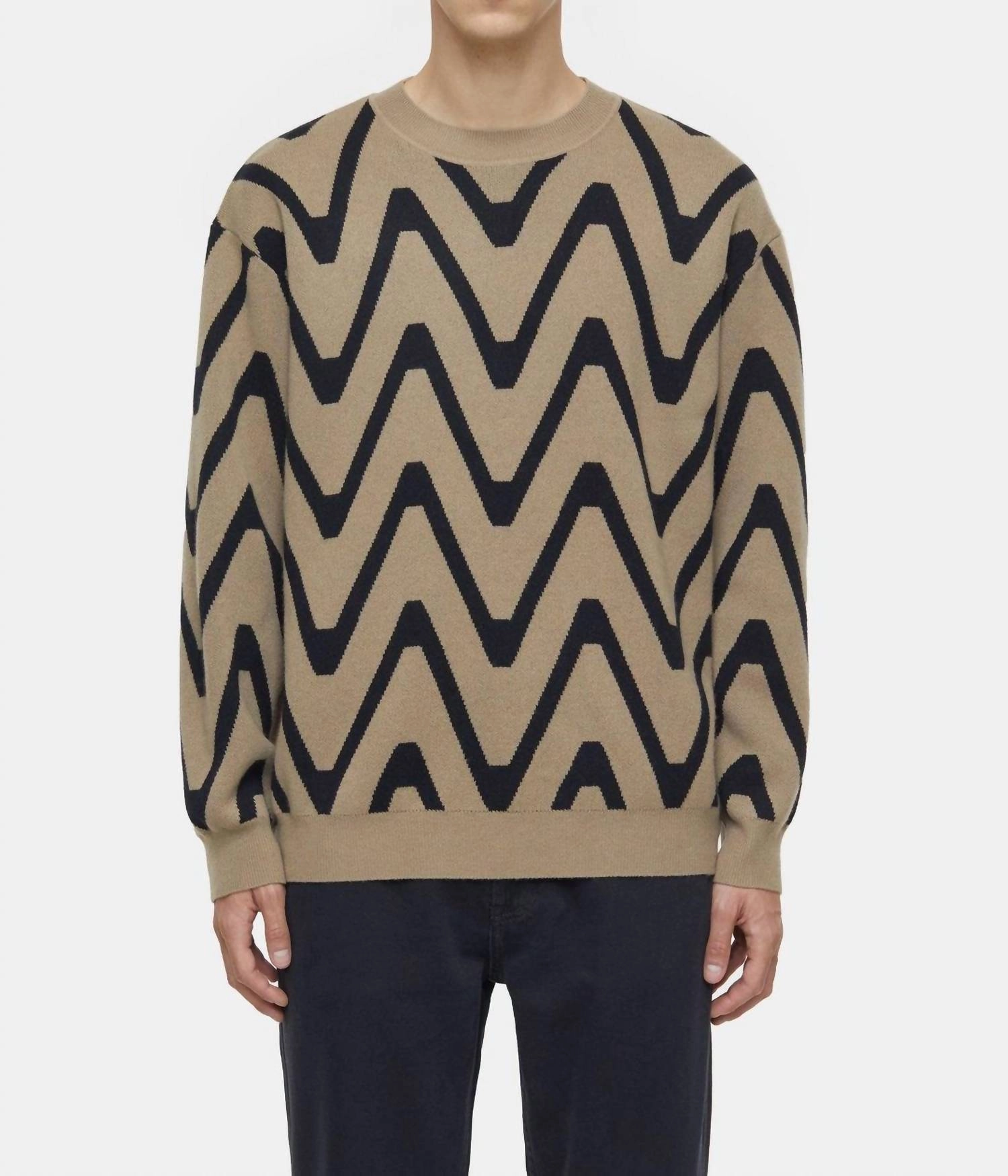 Cashmere Mix Sweater In Taupe/beige/black