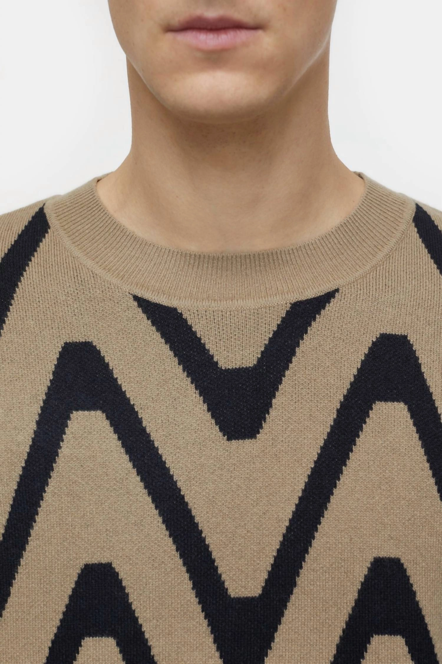 Cashmere Mix Sweater In Taupe/beige/black