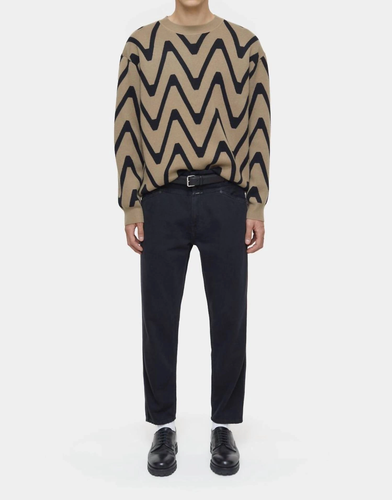 Cashmere Mix Sweater In Taupe/beige/black
