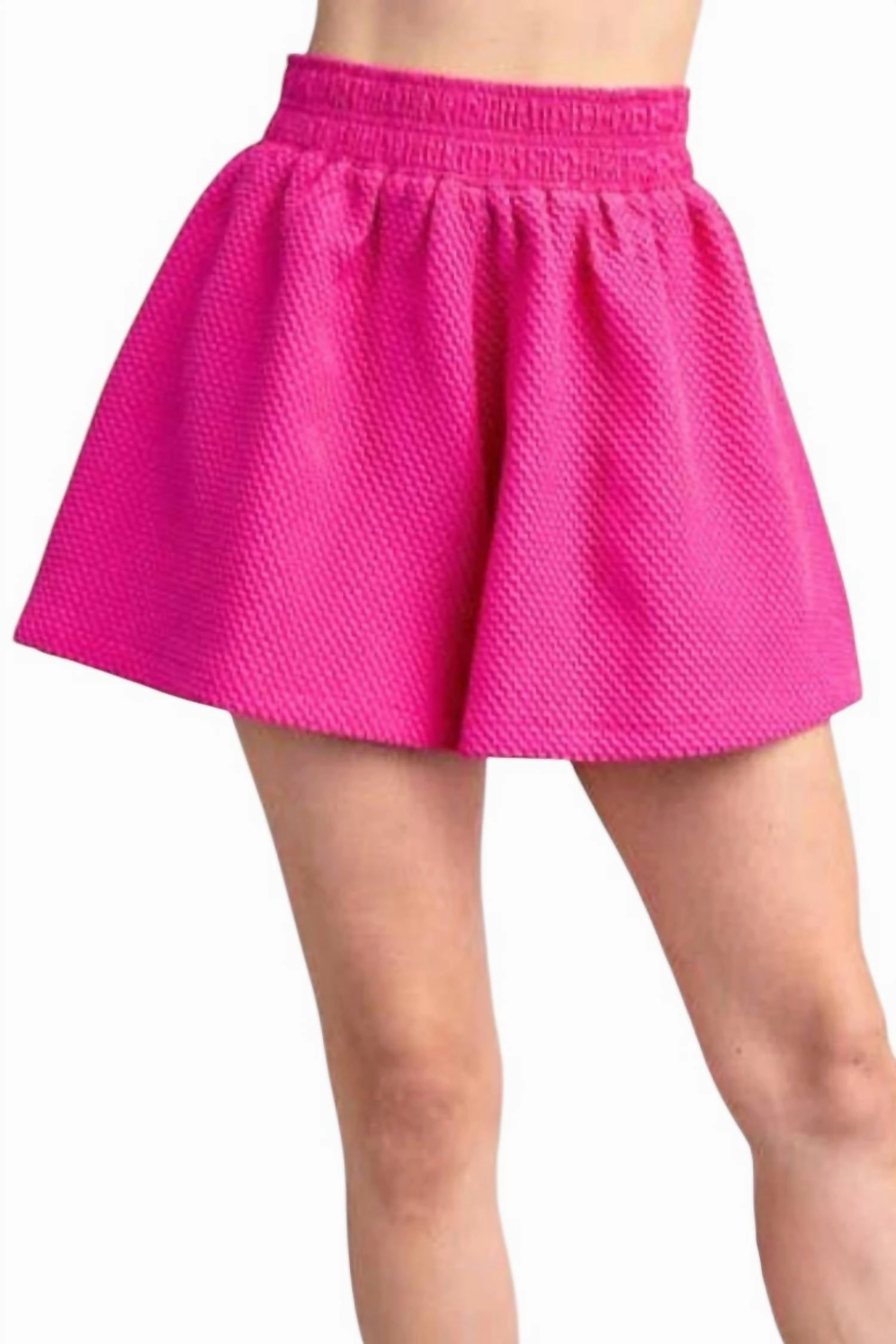 Catalina Round Neckline Balloon Sleeve Top & Short Set In Magenta