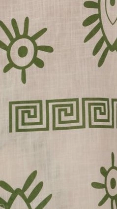 Charli Button Up Shirt and Shorts Set - Beige/Green Aztec