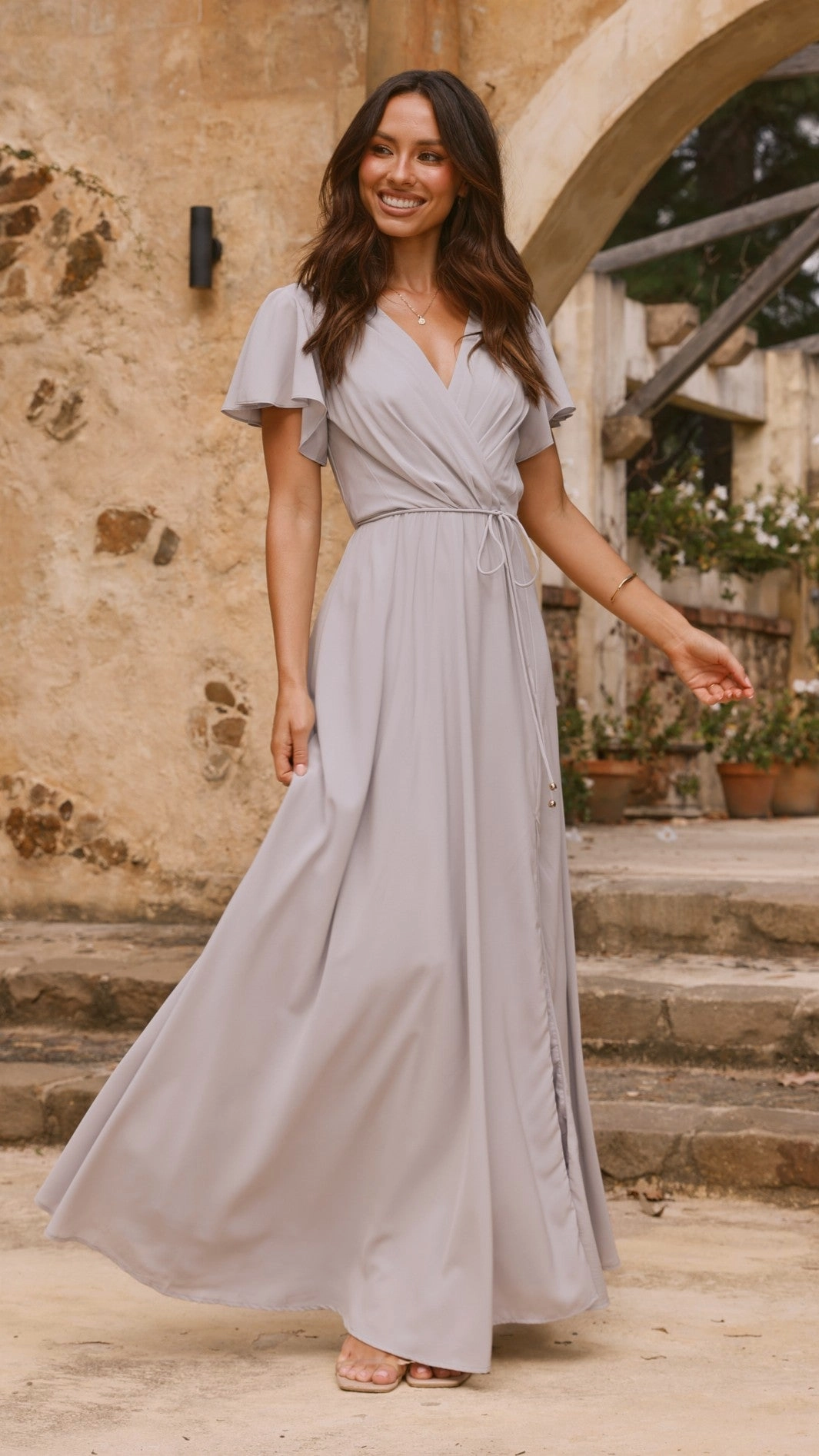 Charlize Maxi Dress - Light Grey