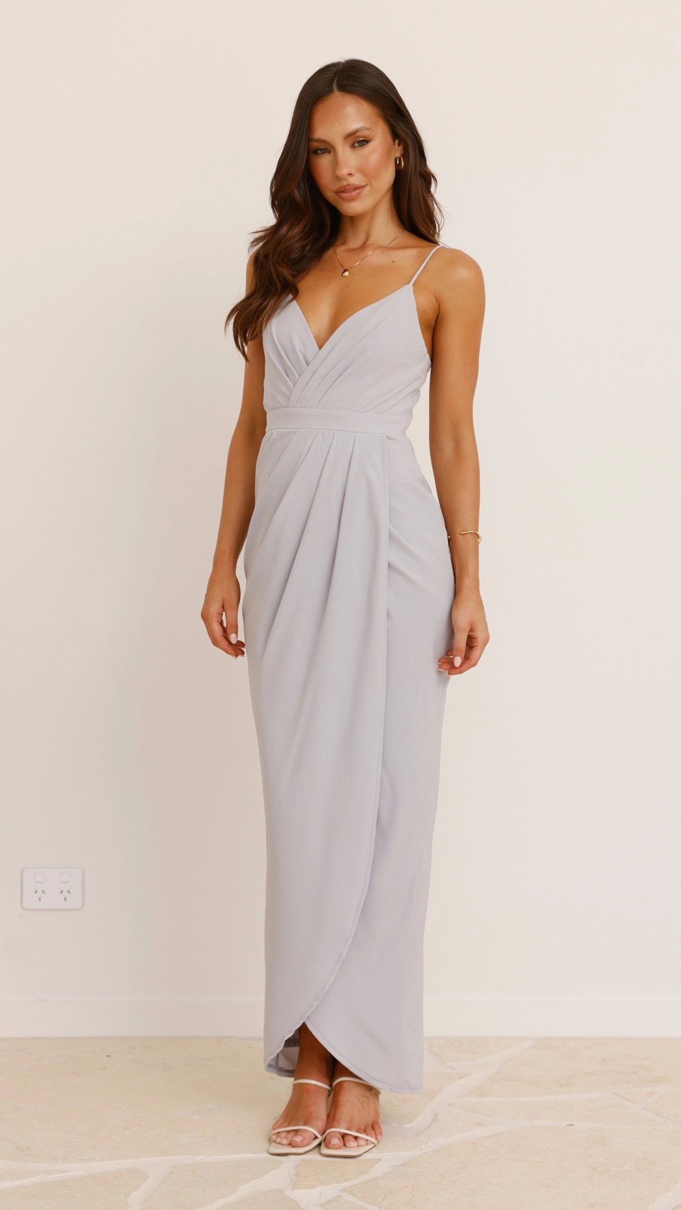 Charlotte Draped Maxi Dress - Light Grey