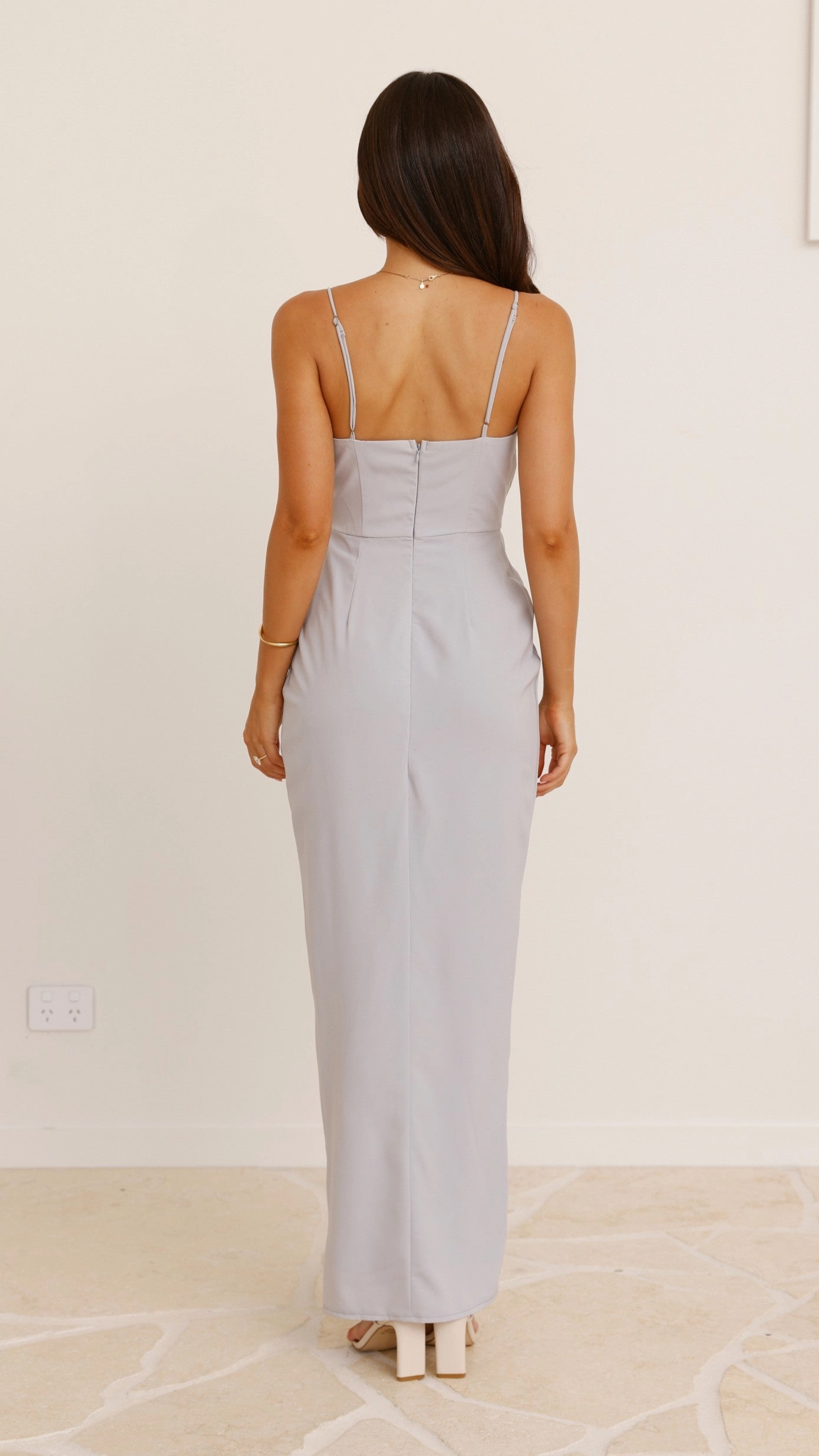Charlotte Draped Maxi Dress - Light Grey