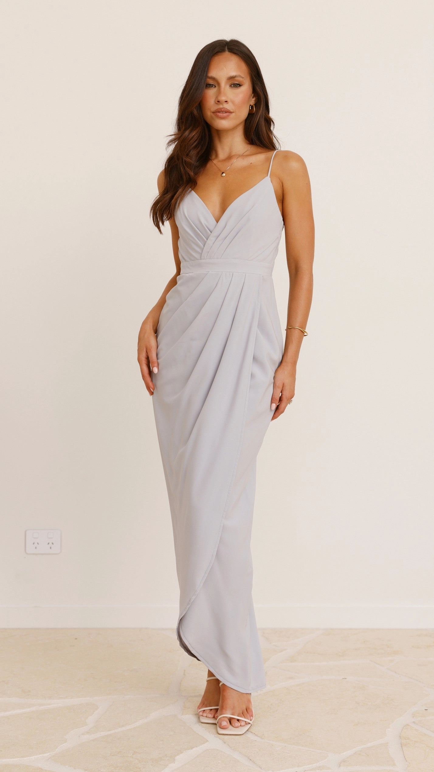 Charlotte Draped Maxi Dress - Light Grey