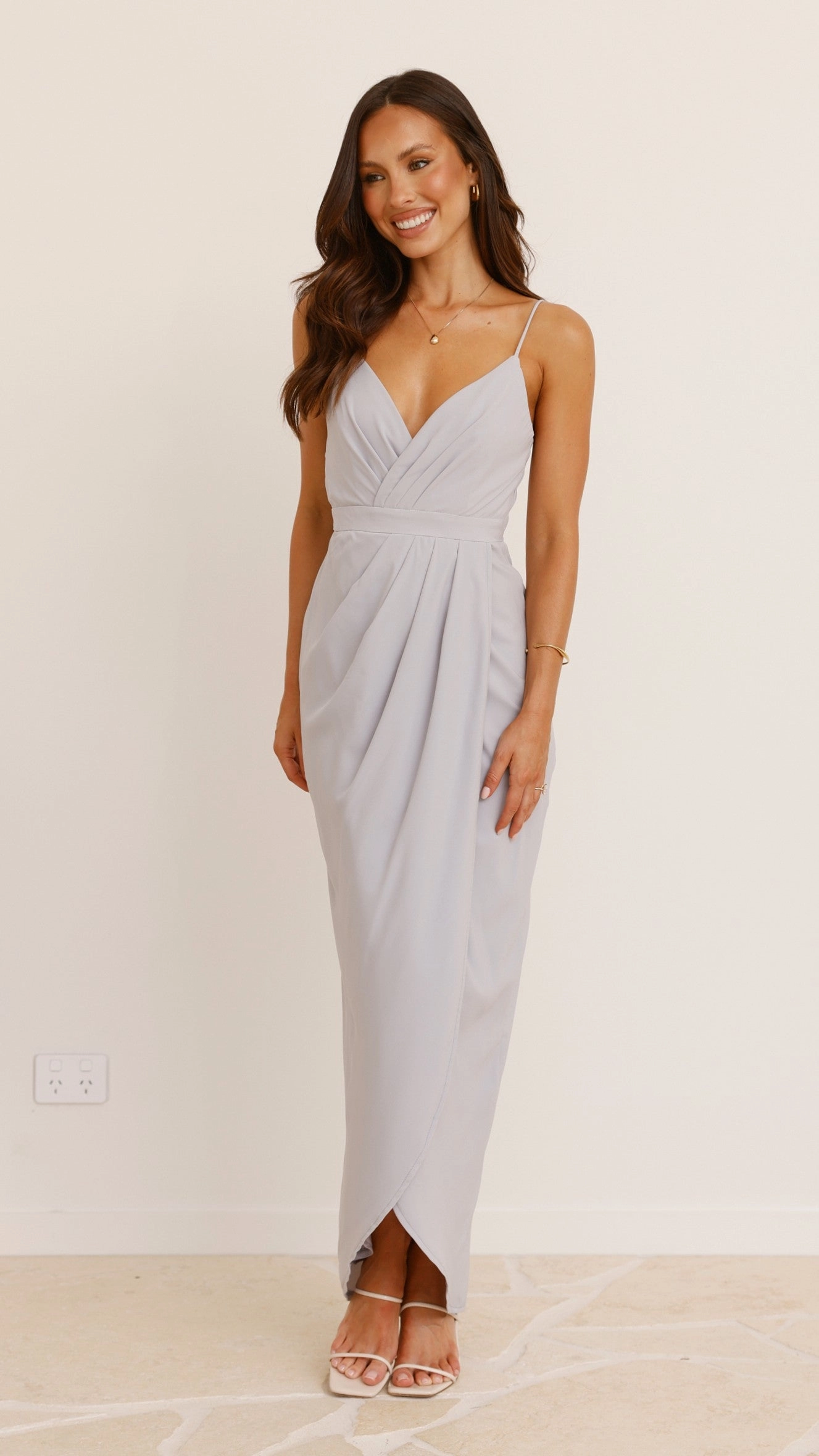 Charlotte Draped Maxi Dress - Light Grey