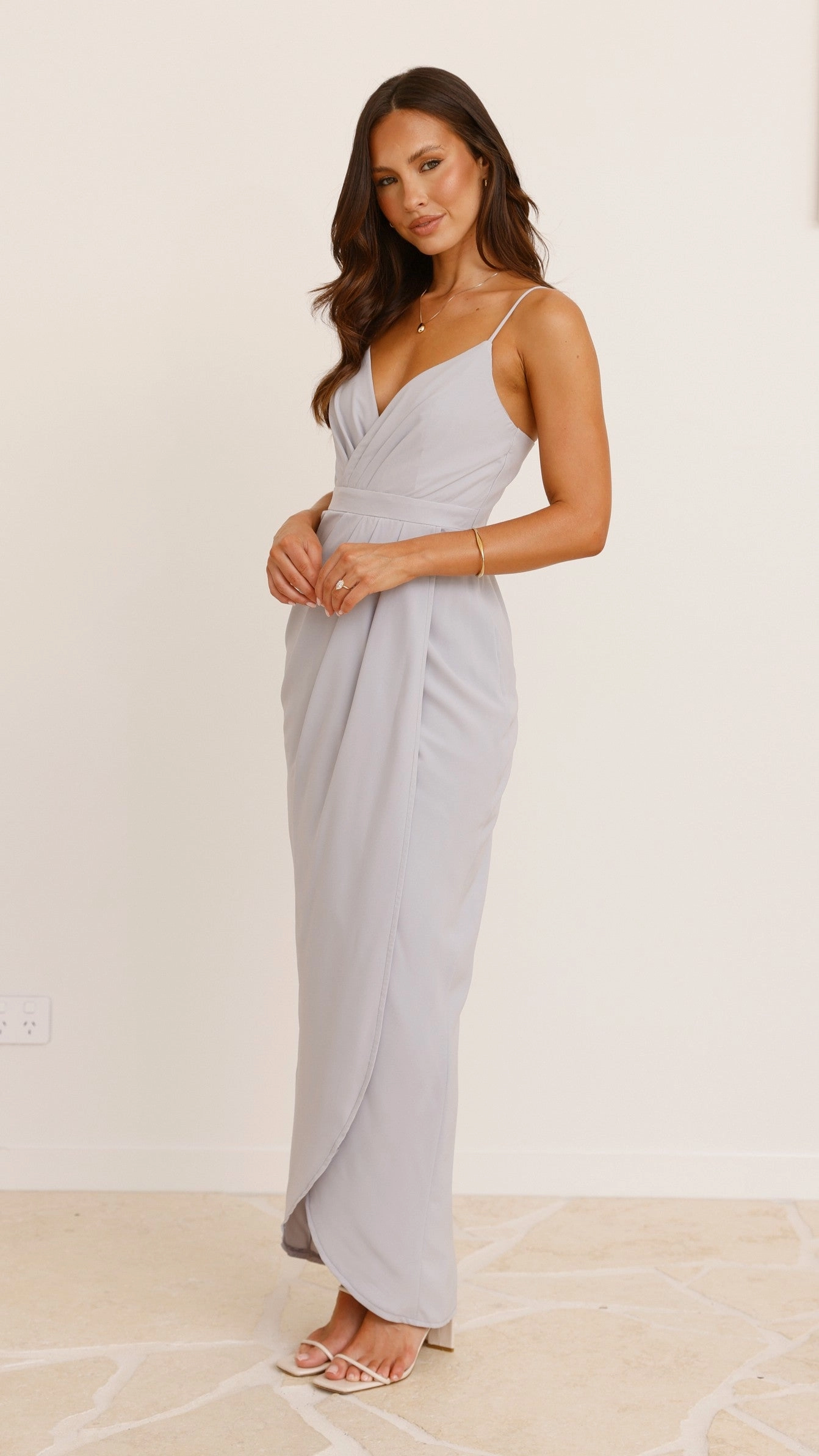 Charlotte Draped Maxi Dress - Light Grey