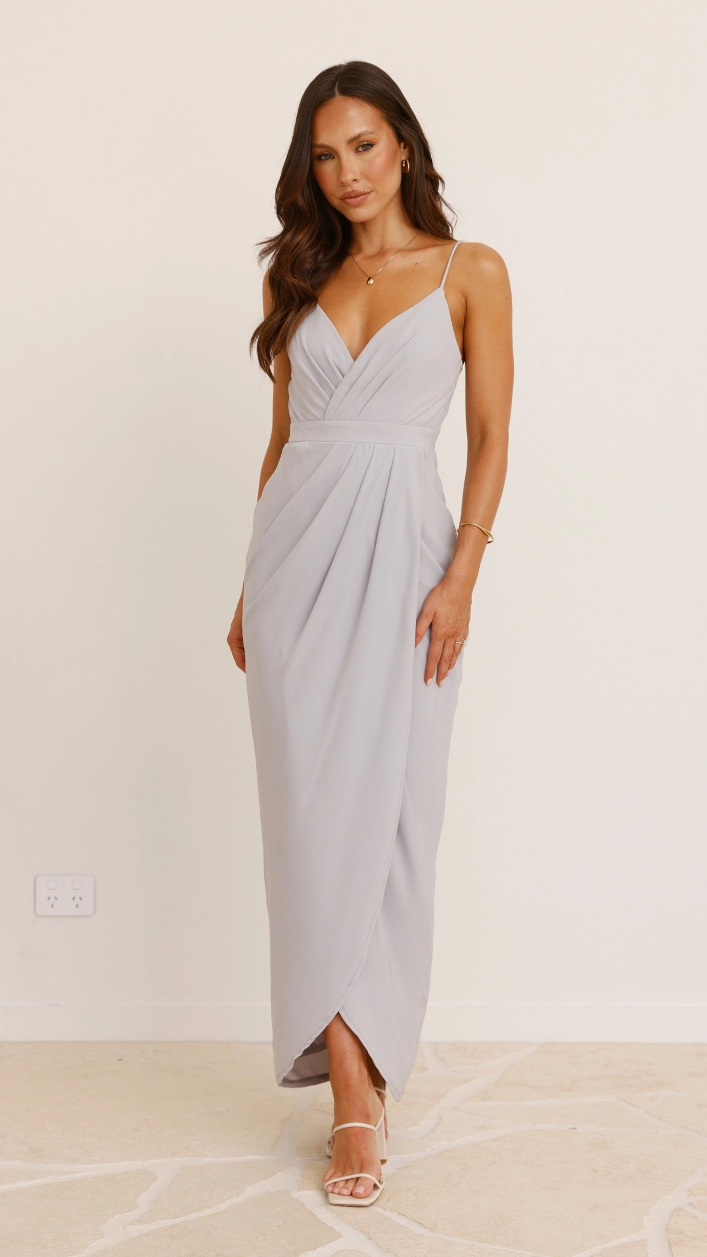 Charlotte Draped Maxi Dress - Light Grey