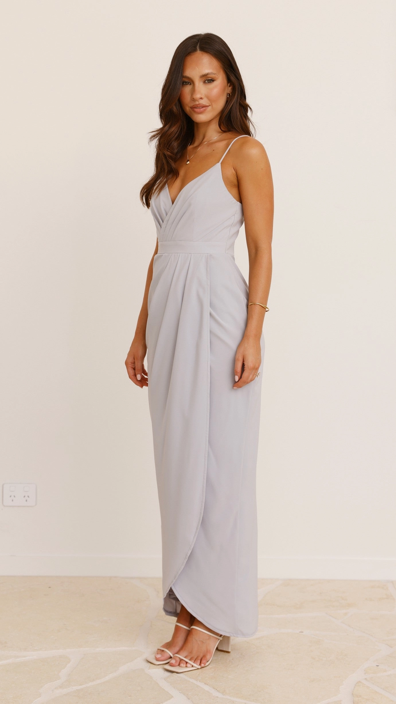 Charlotte Draped Maxi Dress - Light Grey