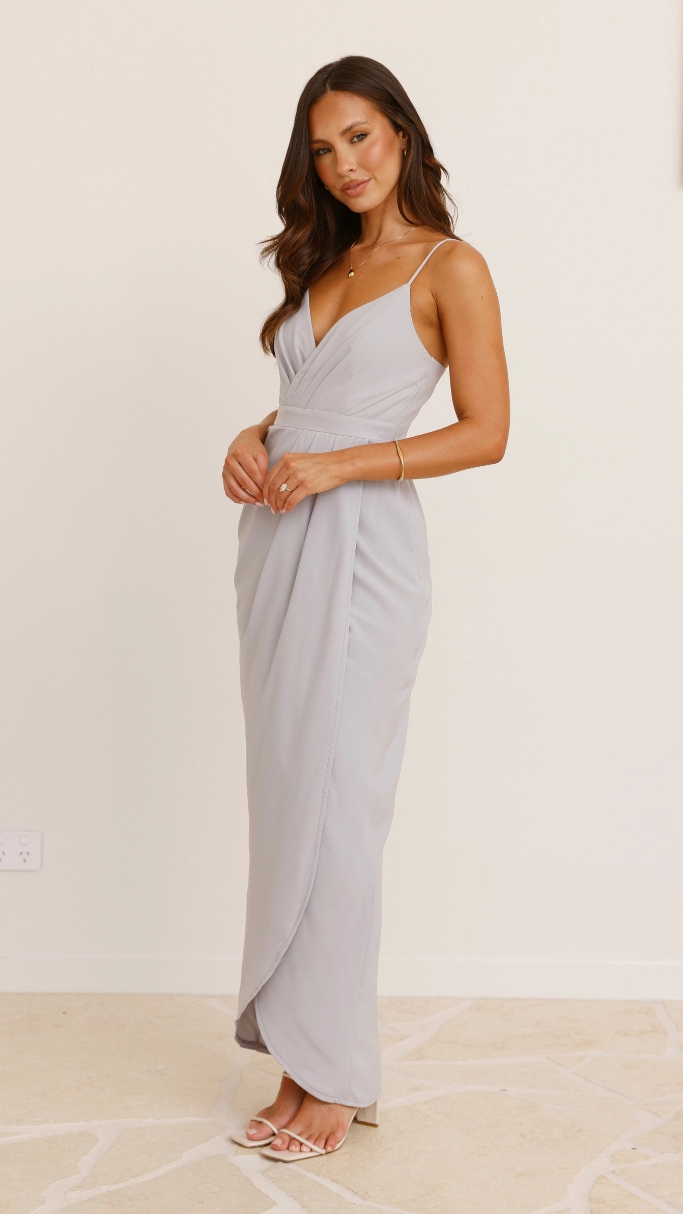 Charlotte Draped Maxi Dress - Light Grey
