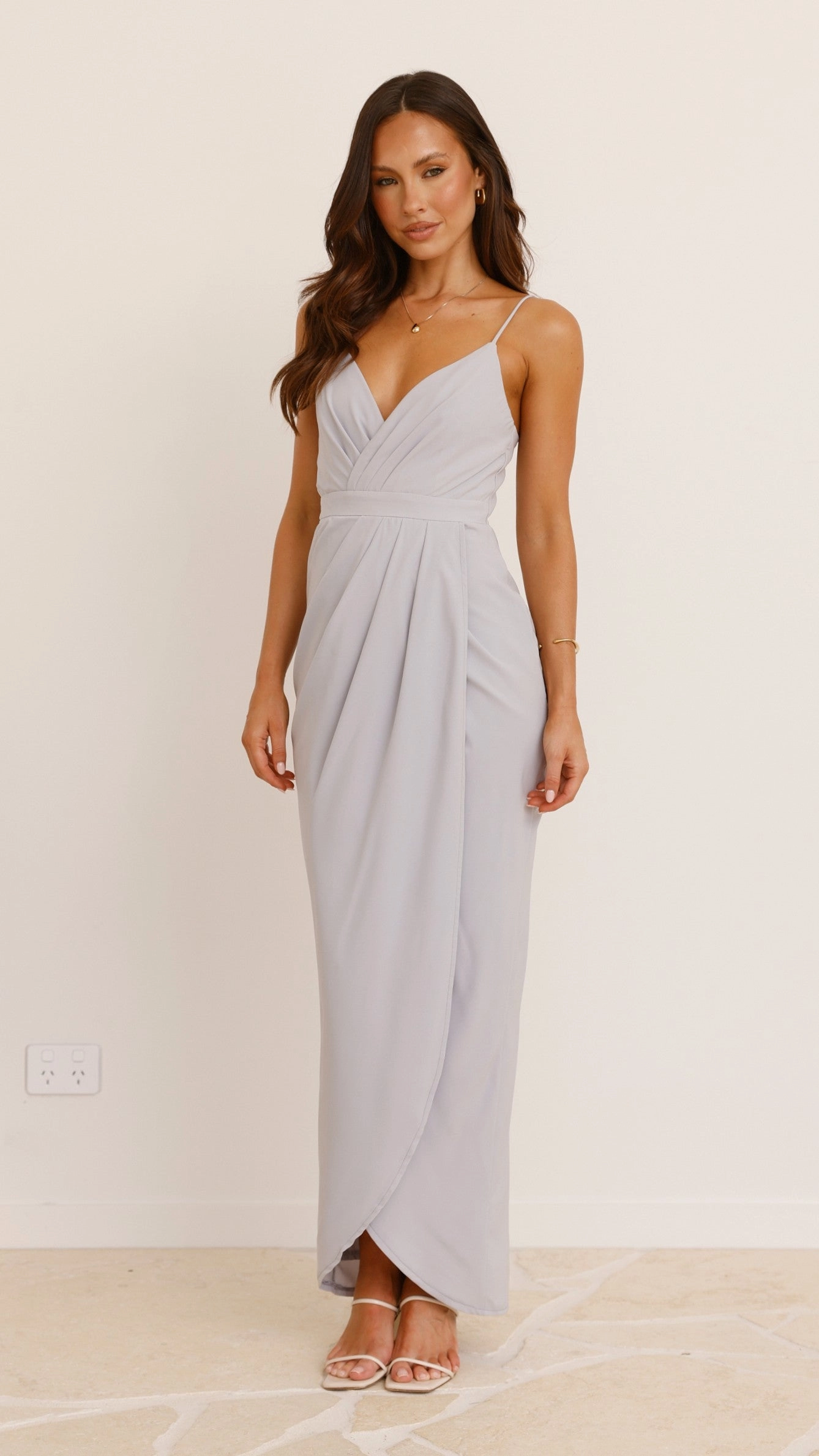 Charlotte Draped Maxi Dress - Light Grey