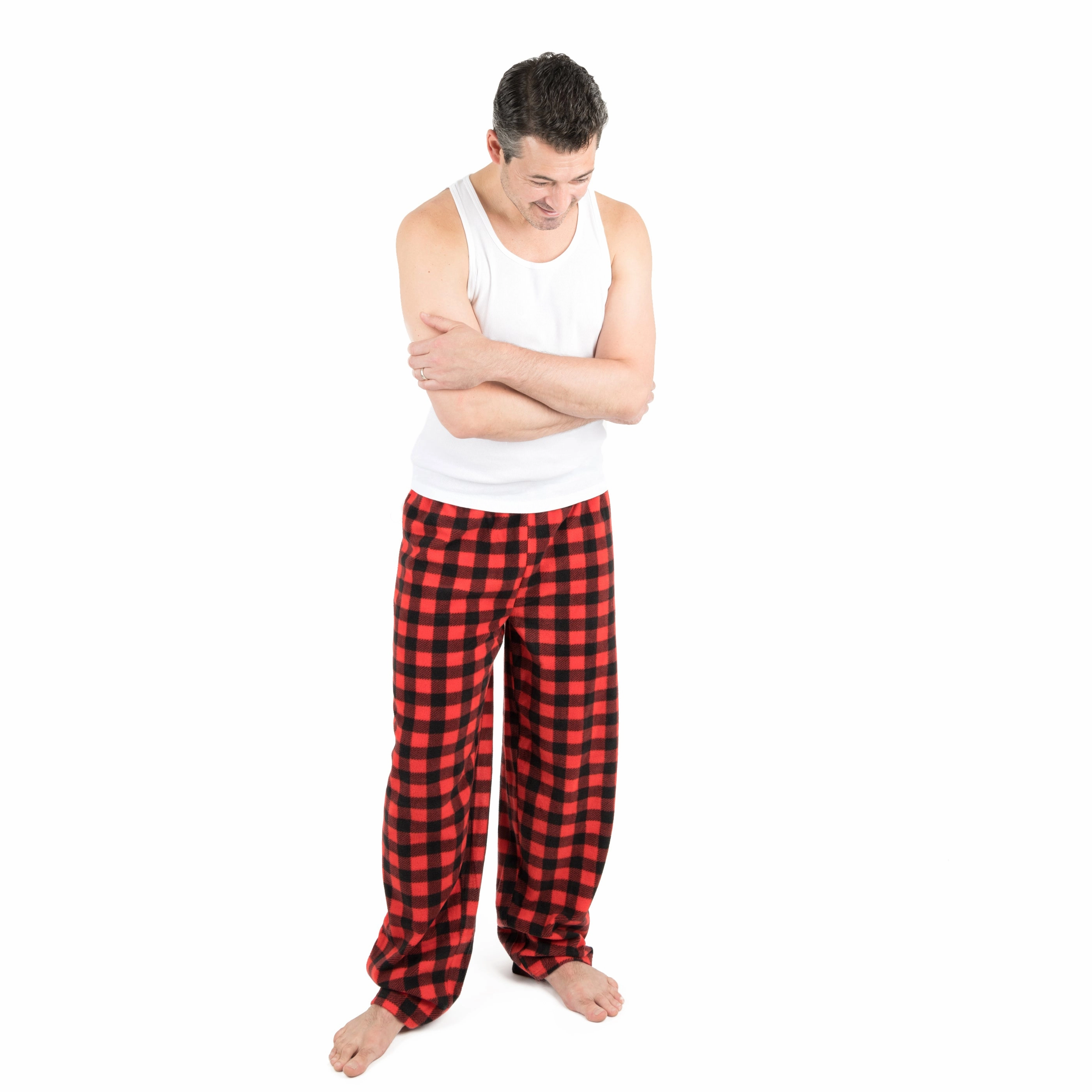 Christmas Mens Fleece Pajama Pants Plaid