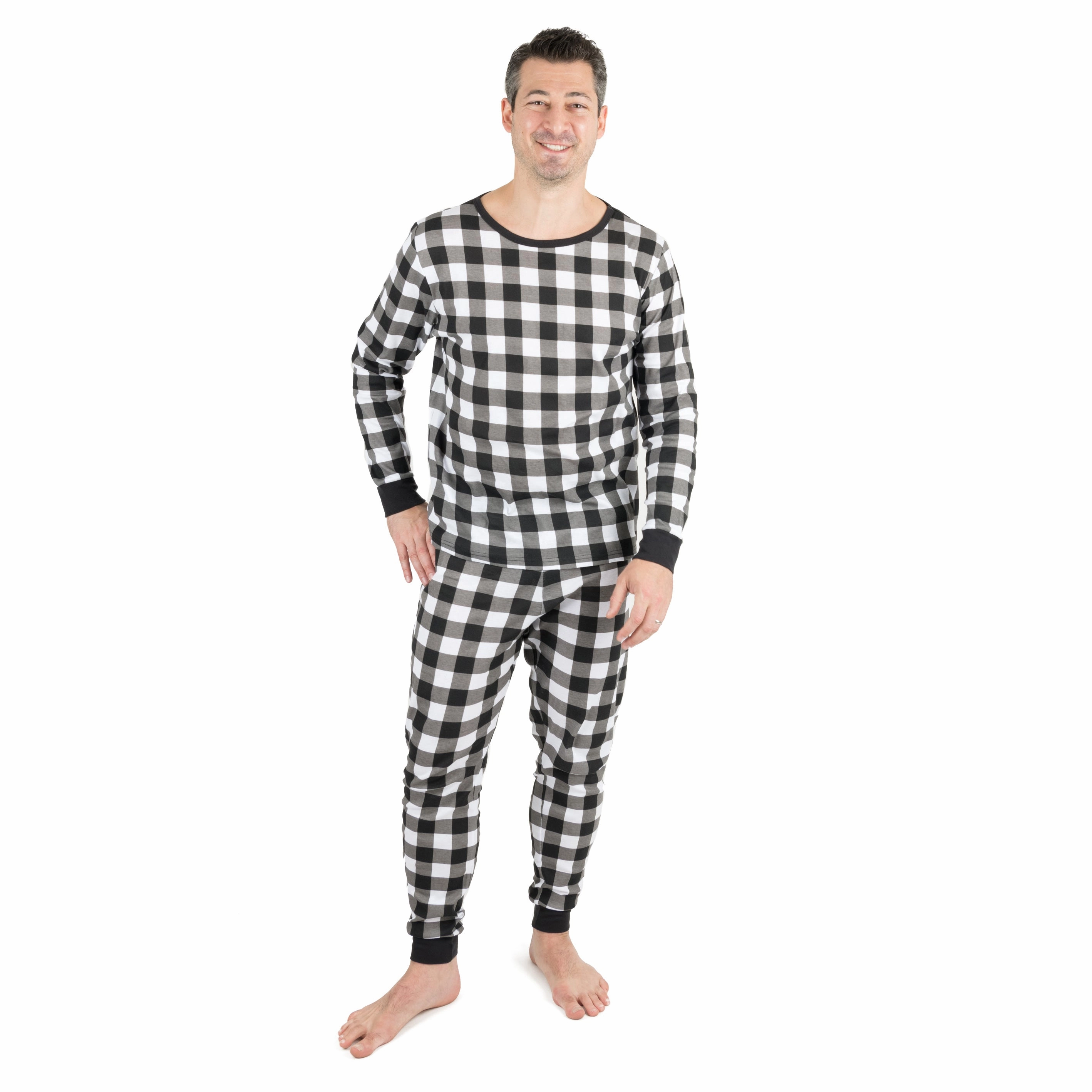 Christmas Mens Two Piece Cotton Pajamas Plaid