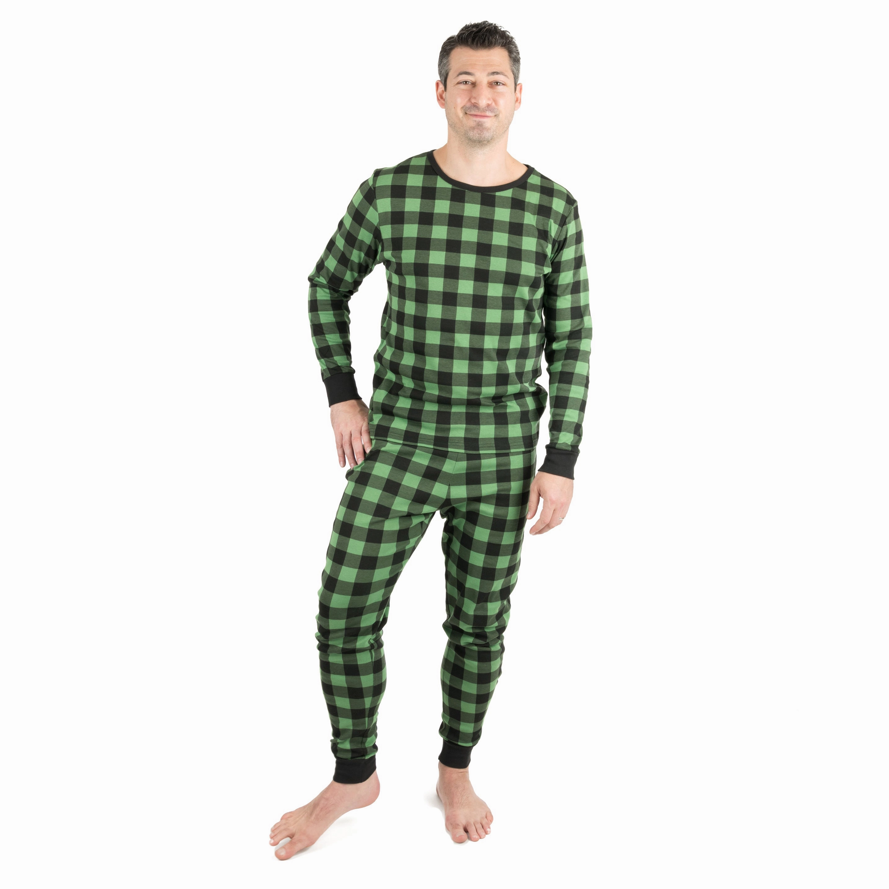 Christmas Mens Two Piece Cotton Pajamas Plaid