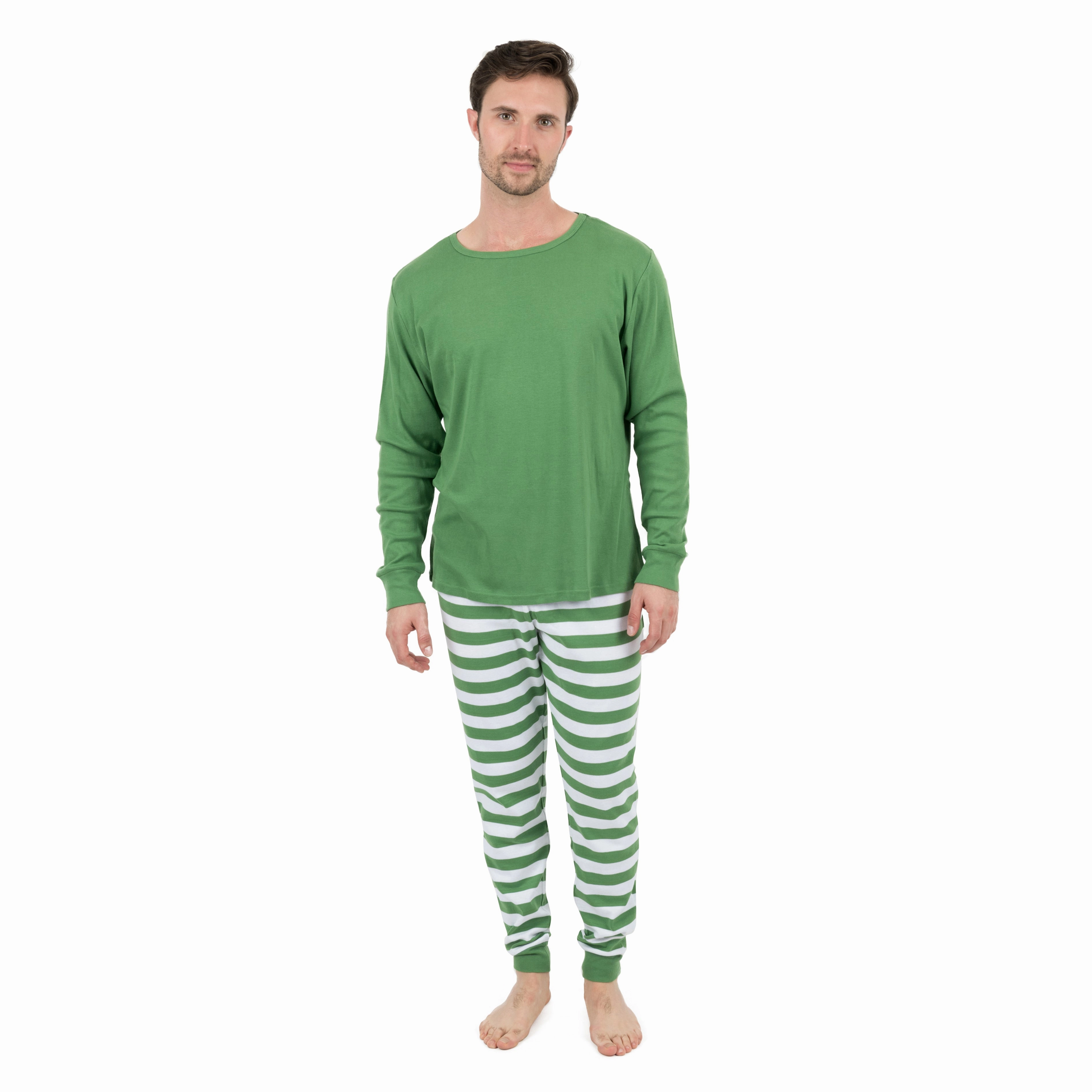 Christmas Mens Two Piece Cotton Pajamas Striped