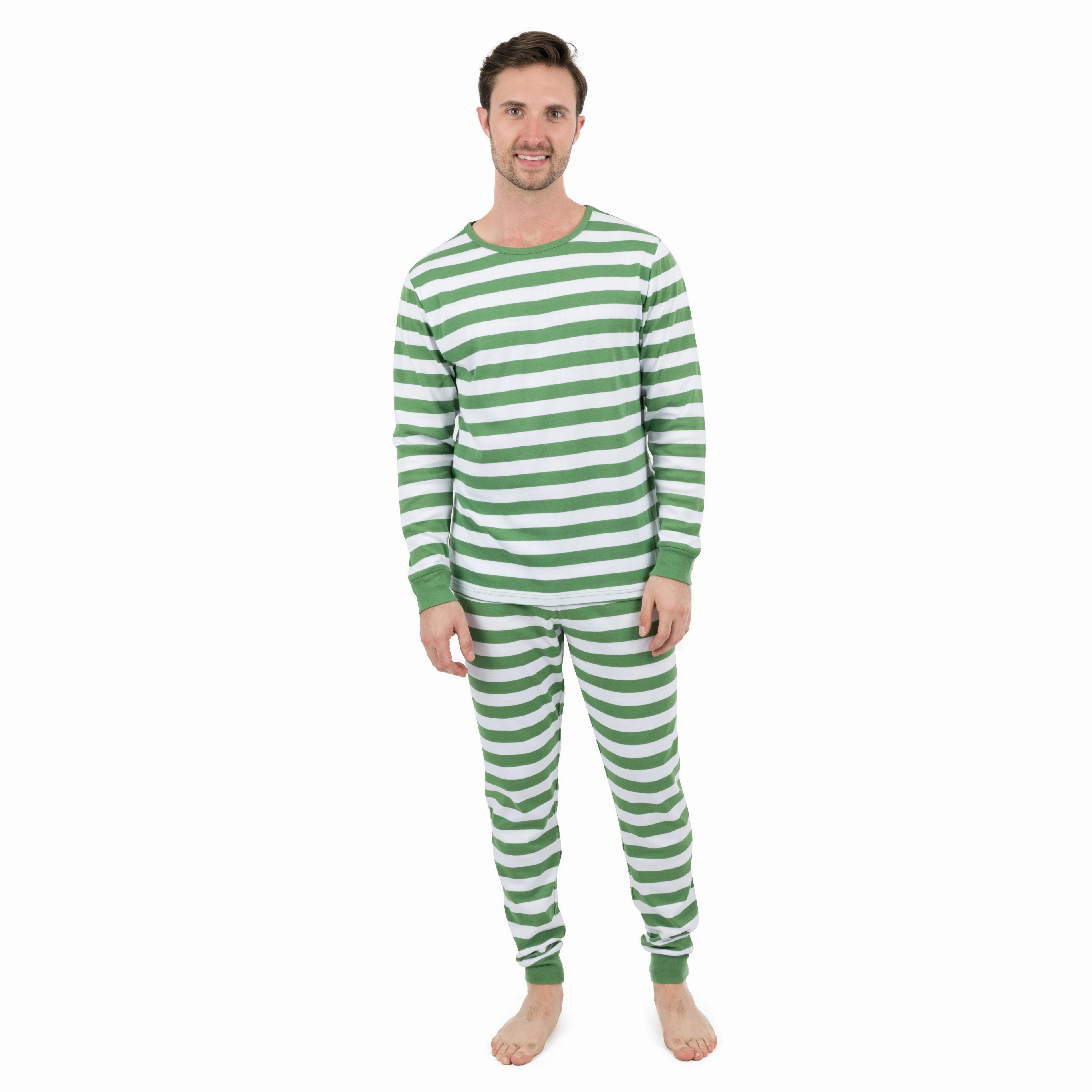 Christmas Mens Two Piece Cotton Pajamas Striped