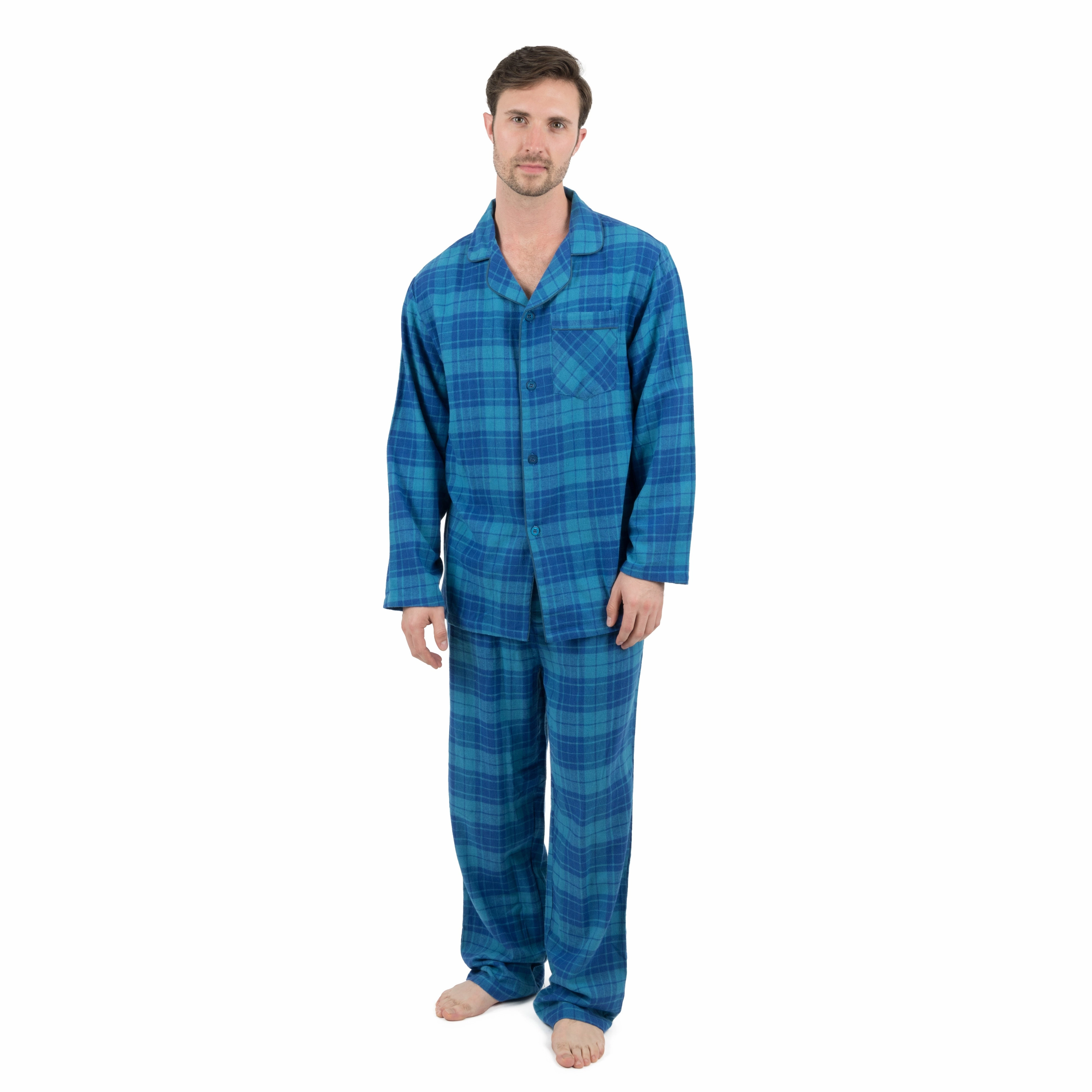 Christmas Mens Two Piece Flannel Pajamas Plaid