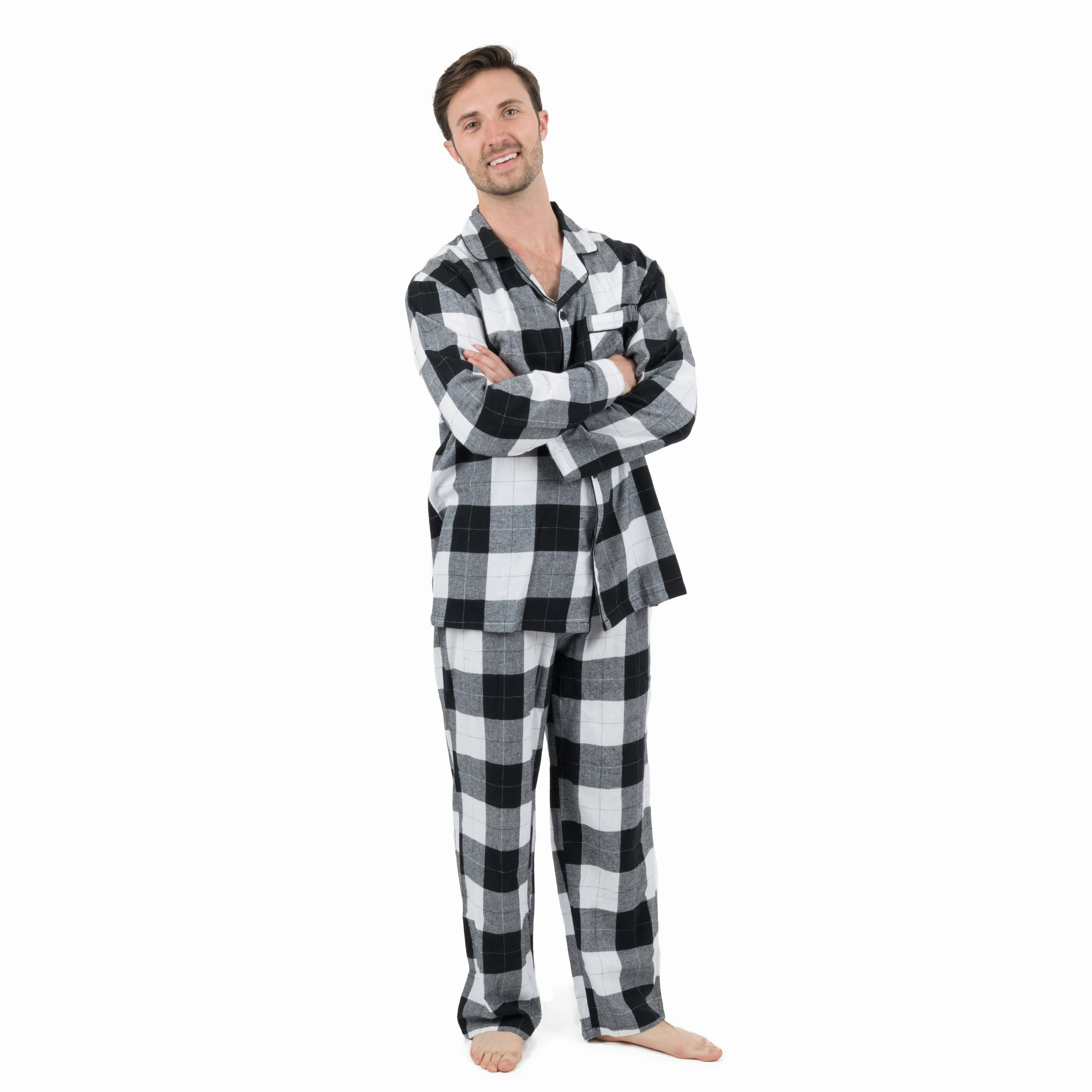 Christmas Mens Two Piece Flannel Pajamas Plaid