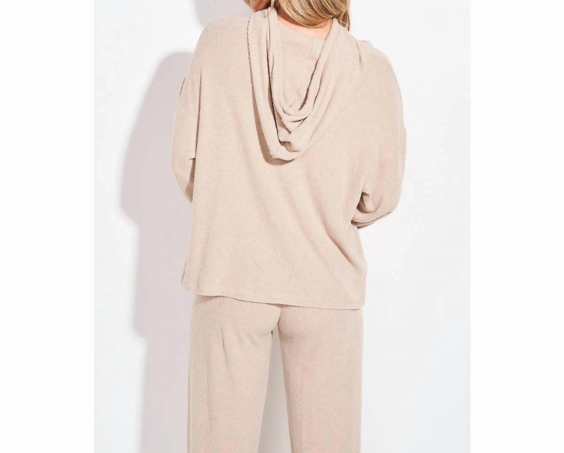 Christmas Ribbon Loungewear Pajama Set In Beige