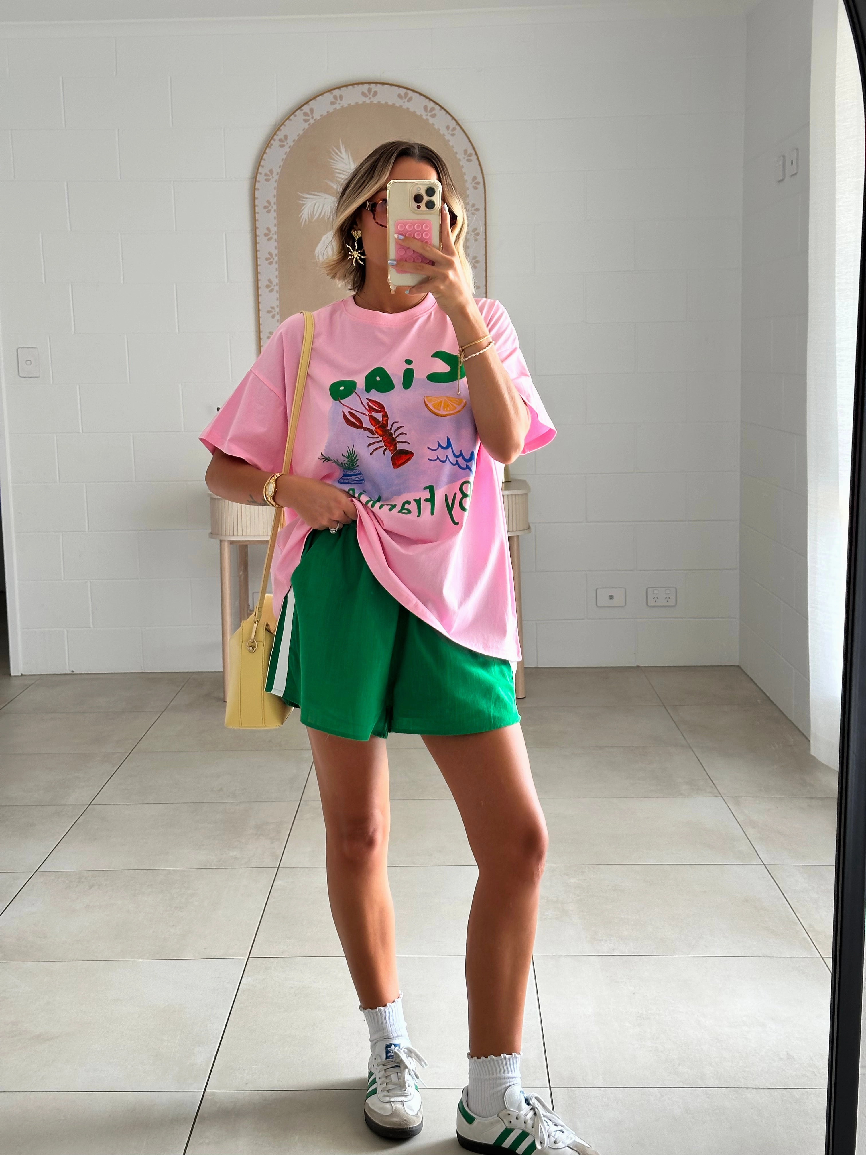 Ciao By Frankie Top and Shorts Set - Pink/Green