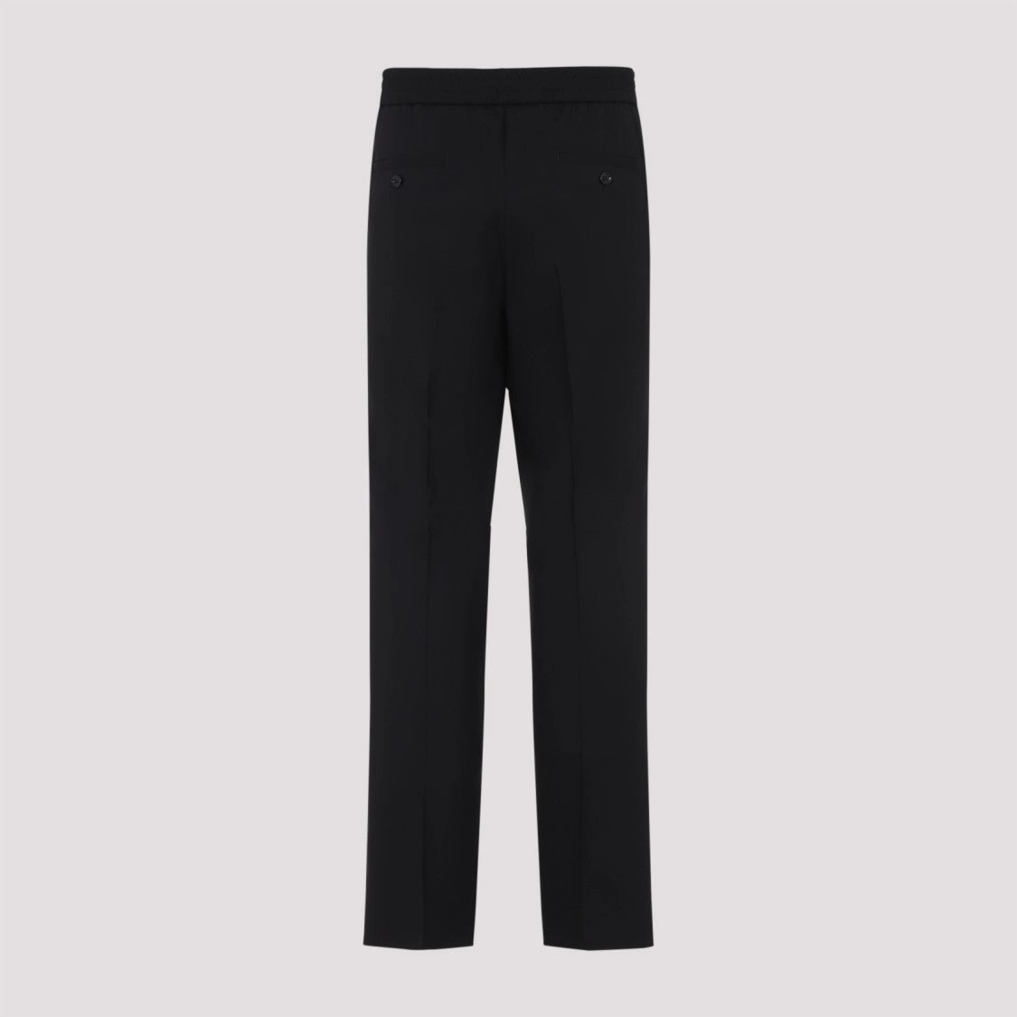 Classic Elasticated Waist Black Virgin Wool Pants