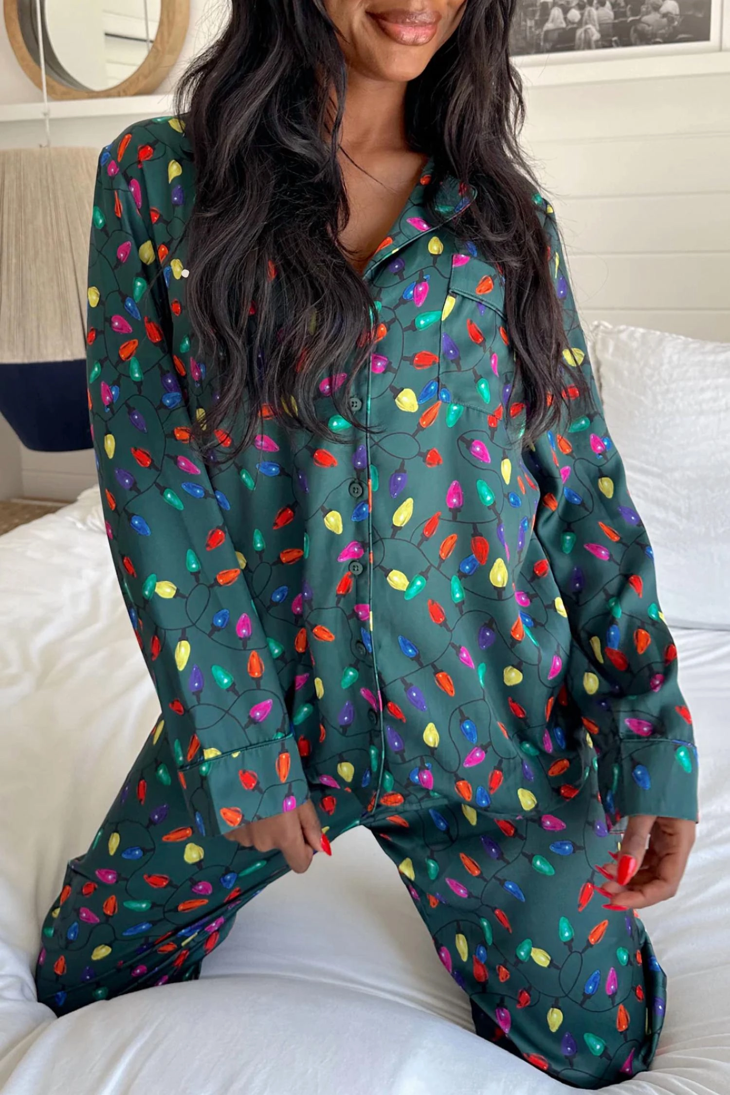 Classic Pj Set In Festive Lights Silky